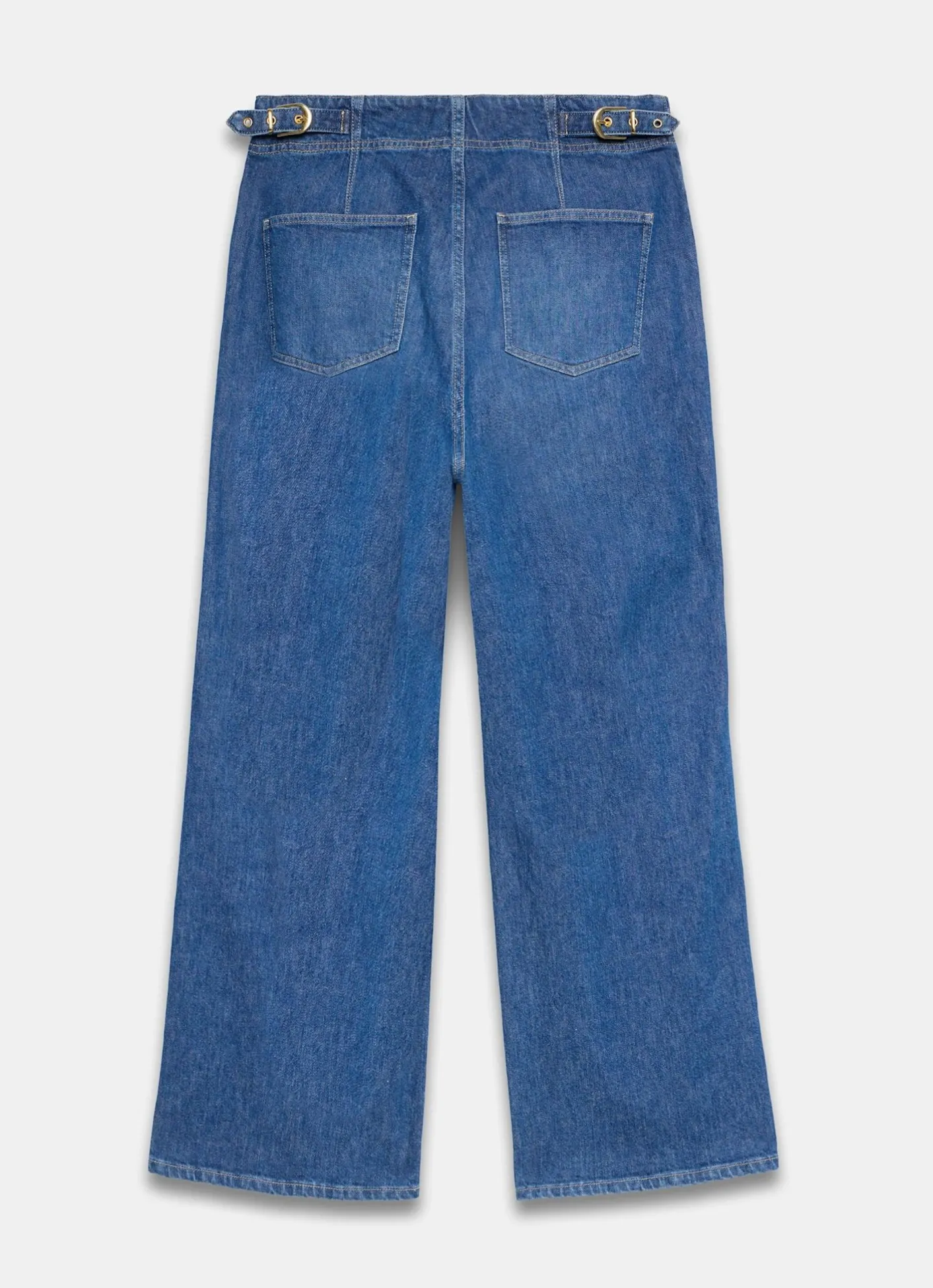 Discount Mid Indigo Buckle Detail Wide Jeans Jeans|Wide Leg Jeans