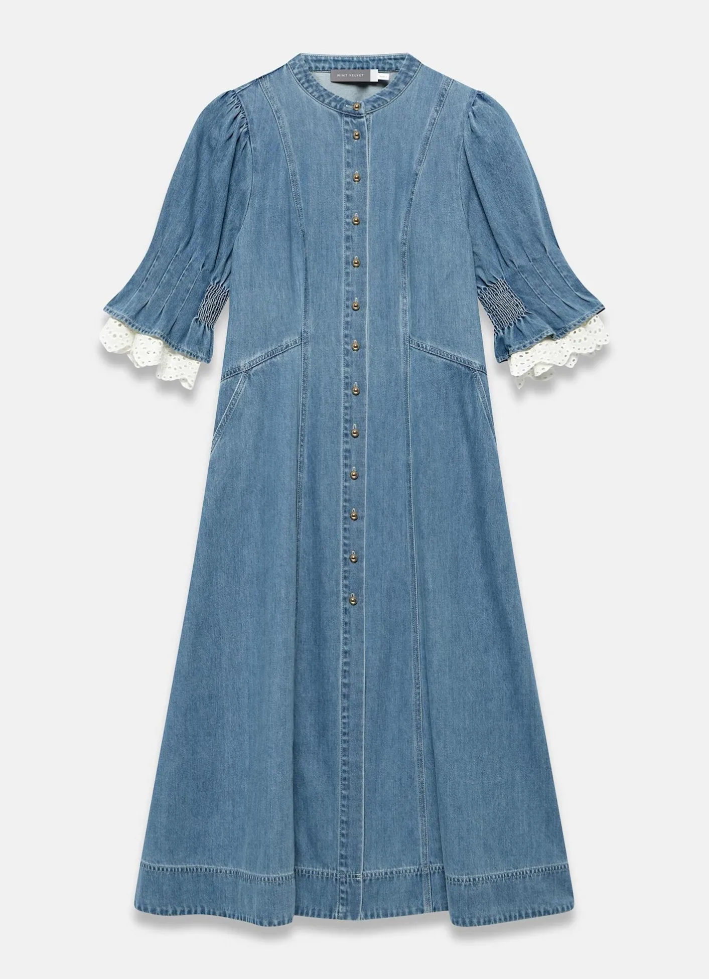 Hot Mid Indigo Denim Midi Dress Midi Dresses|Denim Dresses