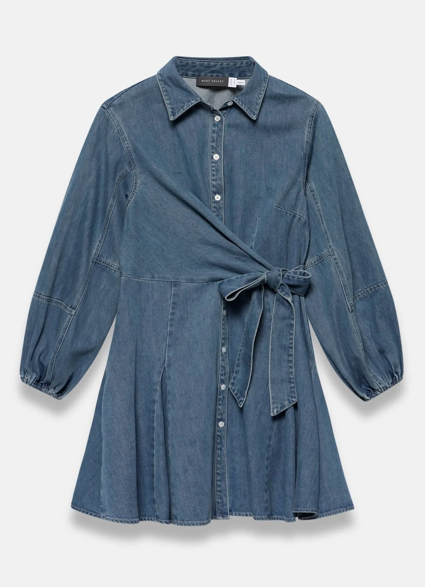 Hot Mid Indigo Denim Mini Shirt Dress Summer Dresses|Mini Dresses