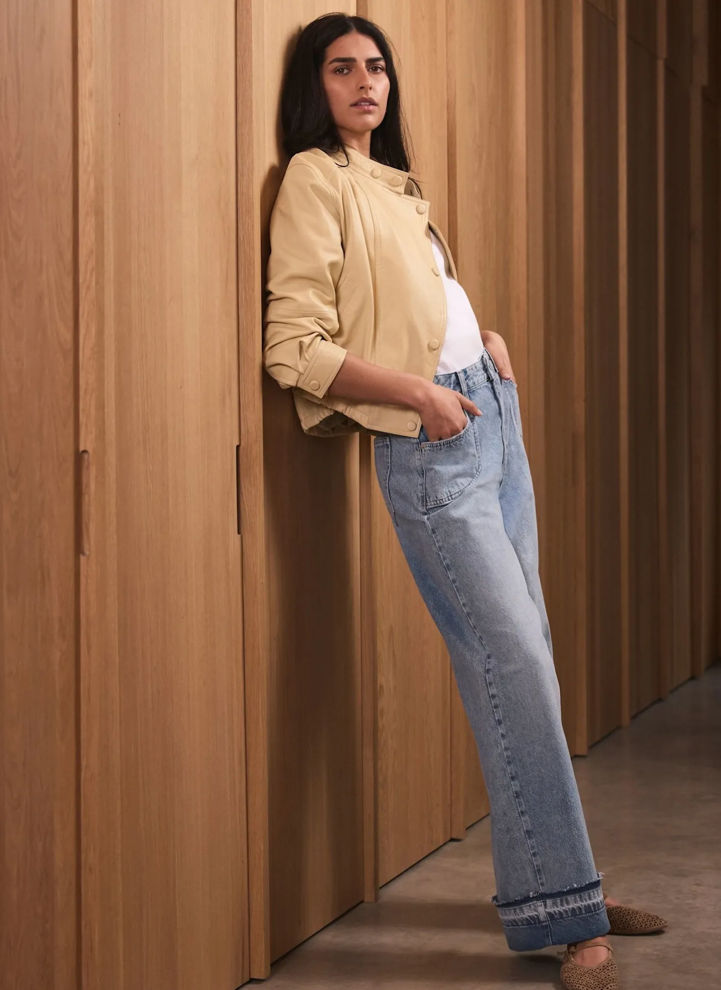 Outlet Mid Indigo Turn Up Wide Jeans Jeans|Wide Leg Jeans