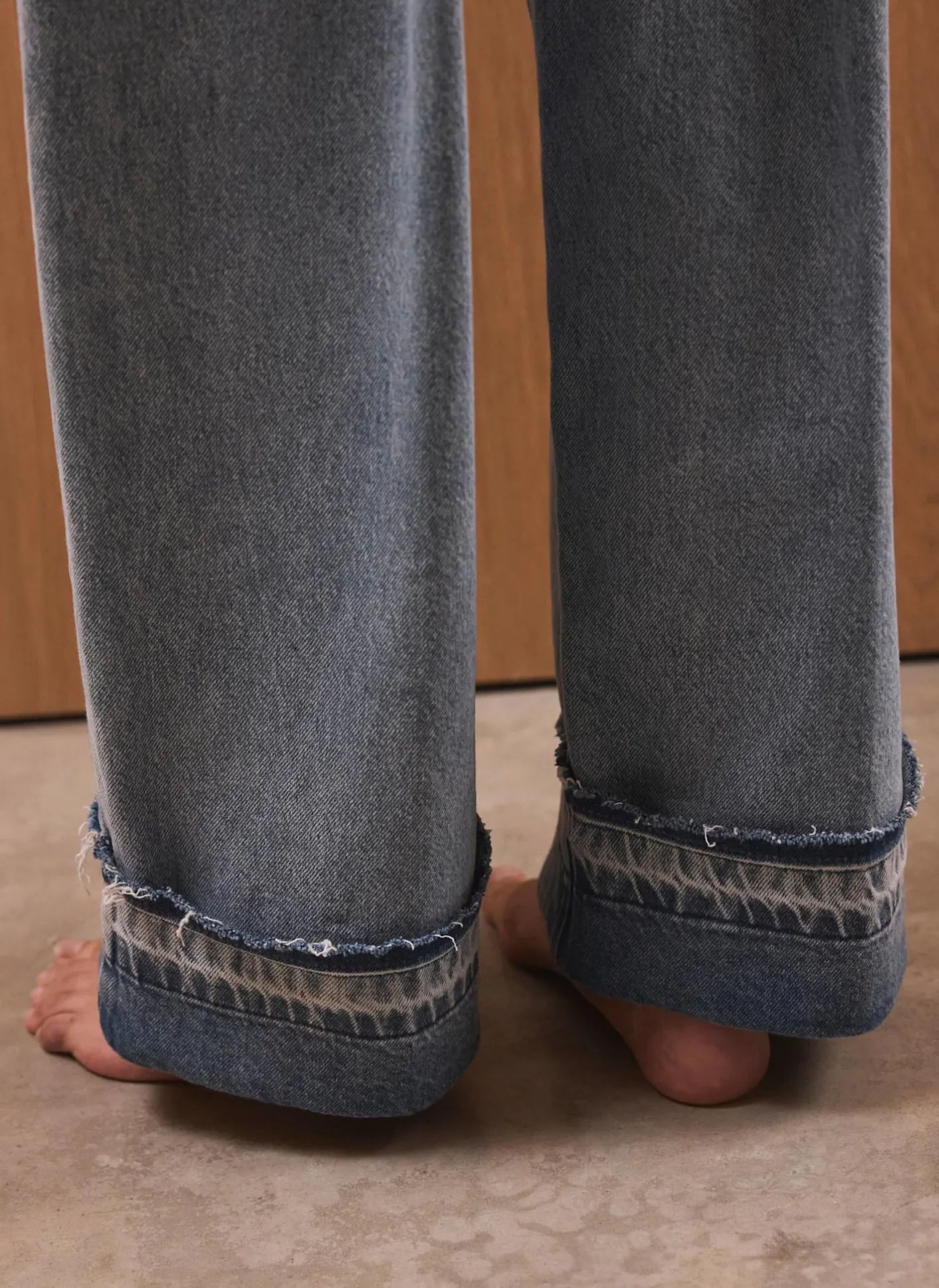 Outlet Mid Indigo Turn Up Wide Jeans Jeans|Wide Leg Jeans