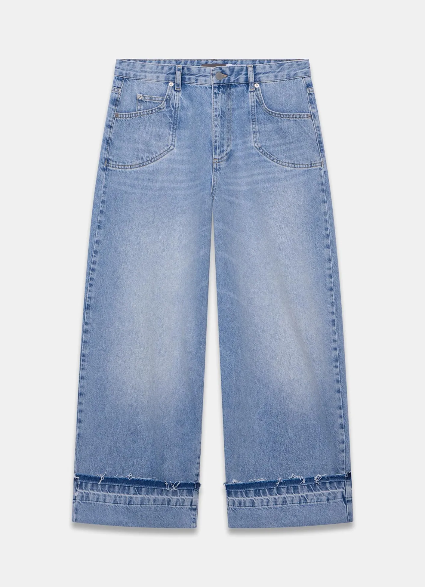 Outlet Mid Indigo Turn Up Wide Jeans Jeans|Wide Leg Jeans
