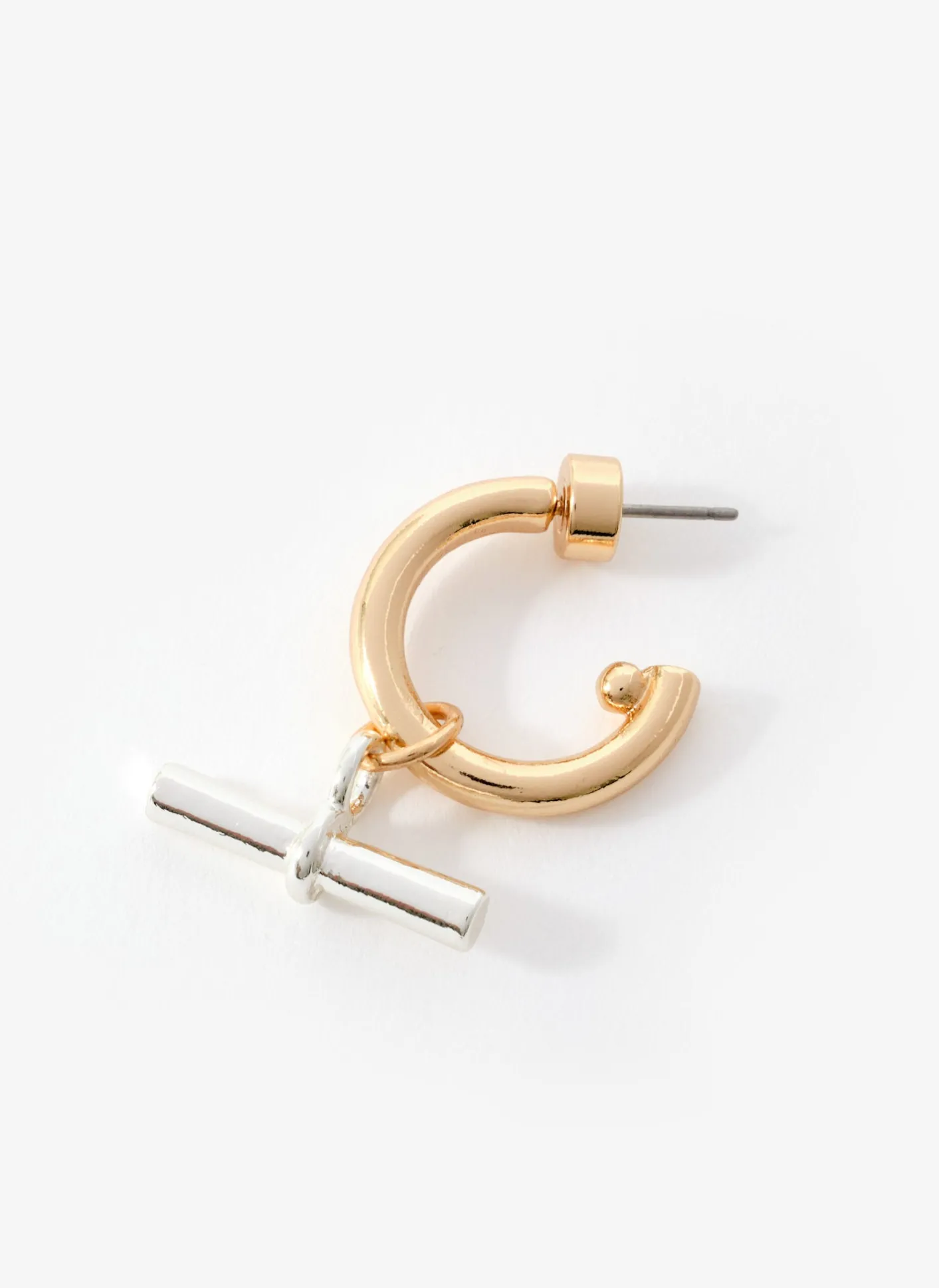 Discount Mixed Metal T-Bar Hoop Earrings Jewellery|Jewelry
