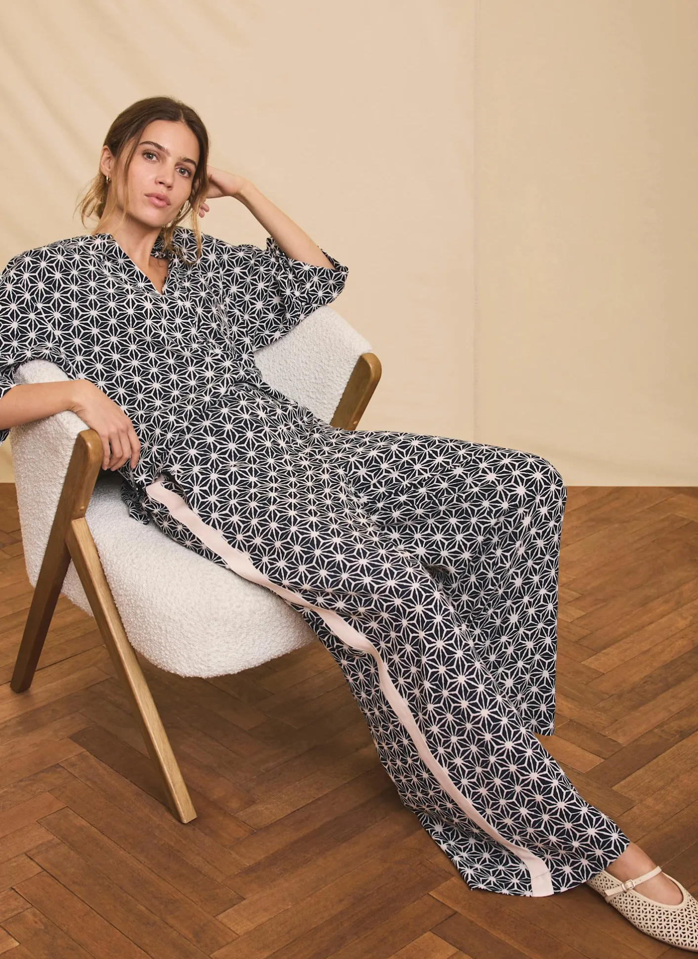 Outlet Geometric Print Wide Trousers Wide Leg Trousers|Trousers