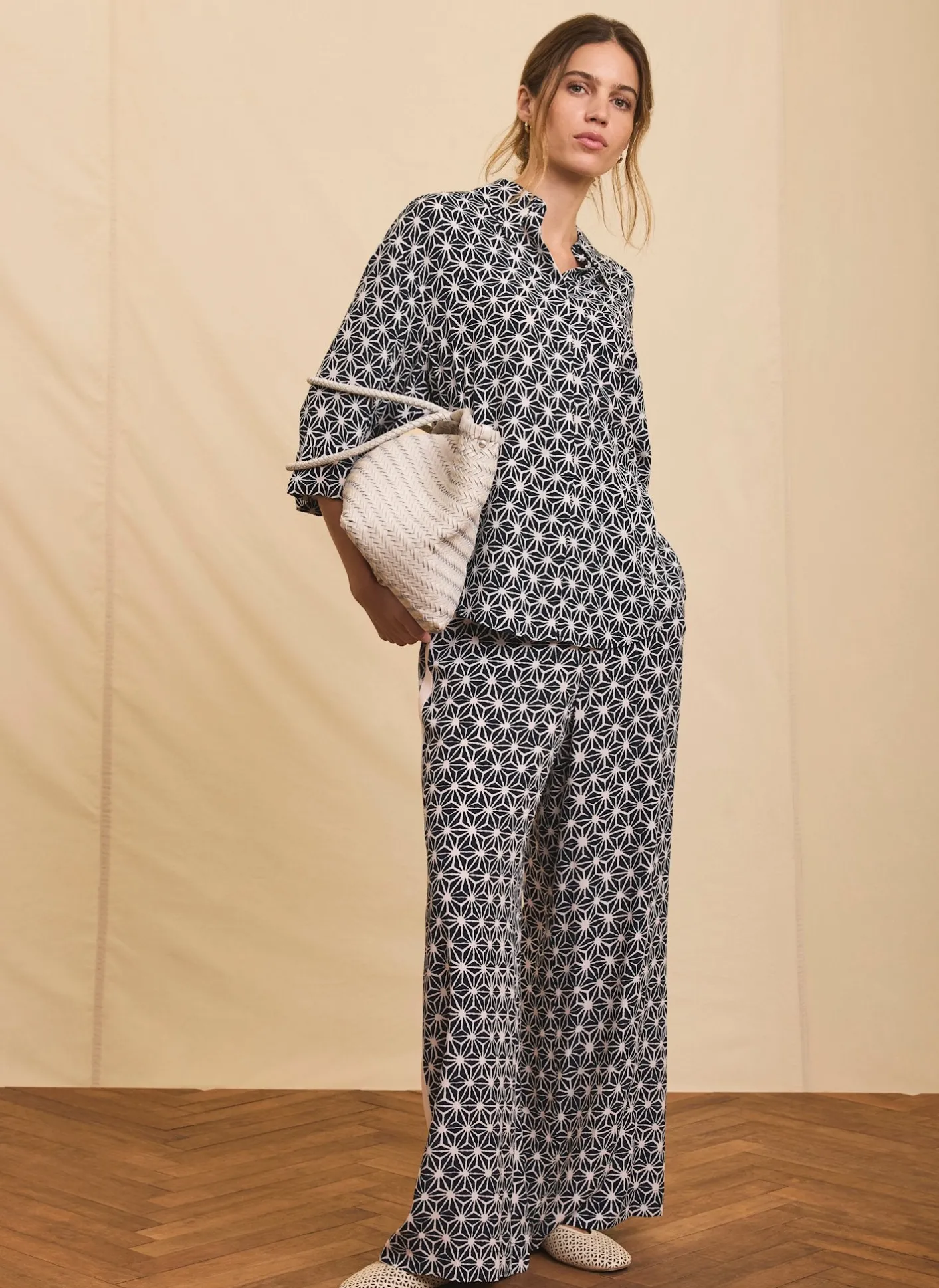 Outlet Geometric Print Wide Trousers Wide Leg Trousers|Trousers