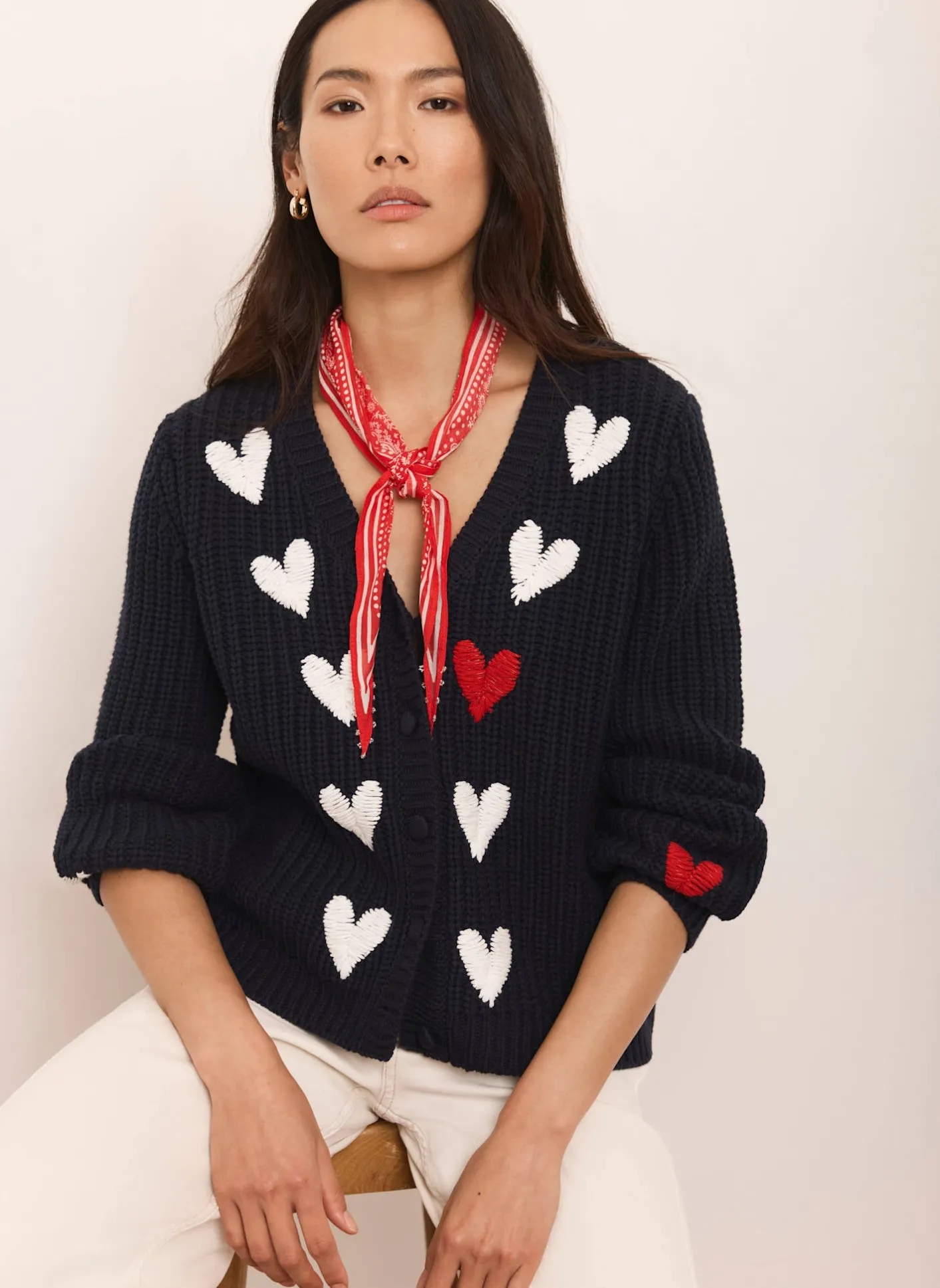 Clearance Heart Embroidered Cardigan Cardigans|Jumpers & Cardigans