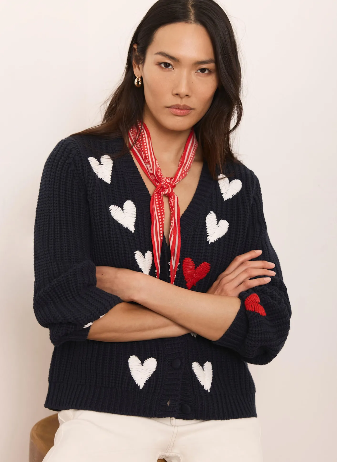 Clearance Heart Embroidered Cardigan Cardigans|Jumpers & Cardigans