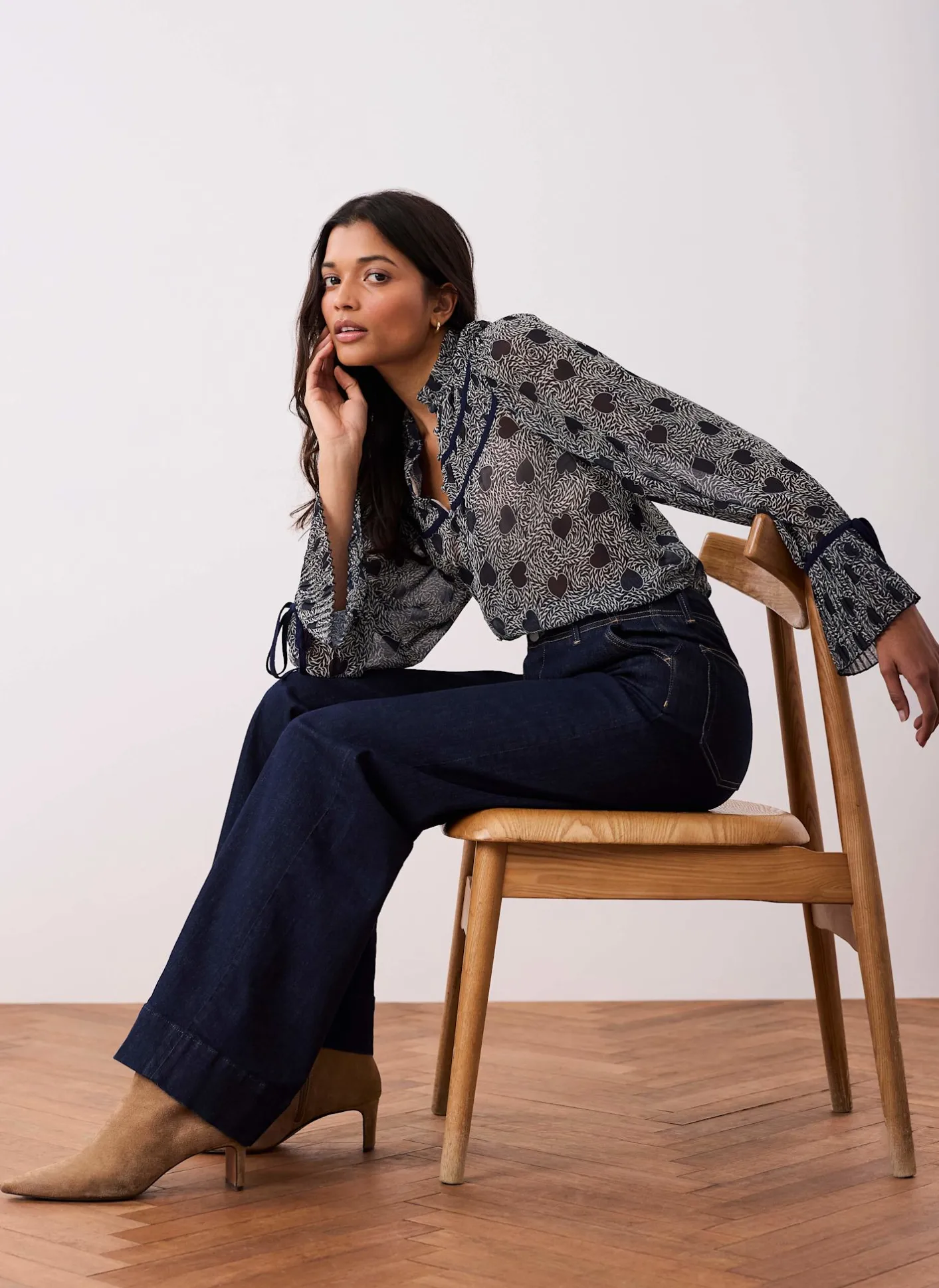 Best Heart Print Chiffon Blouse Shirts & Blouses