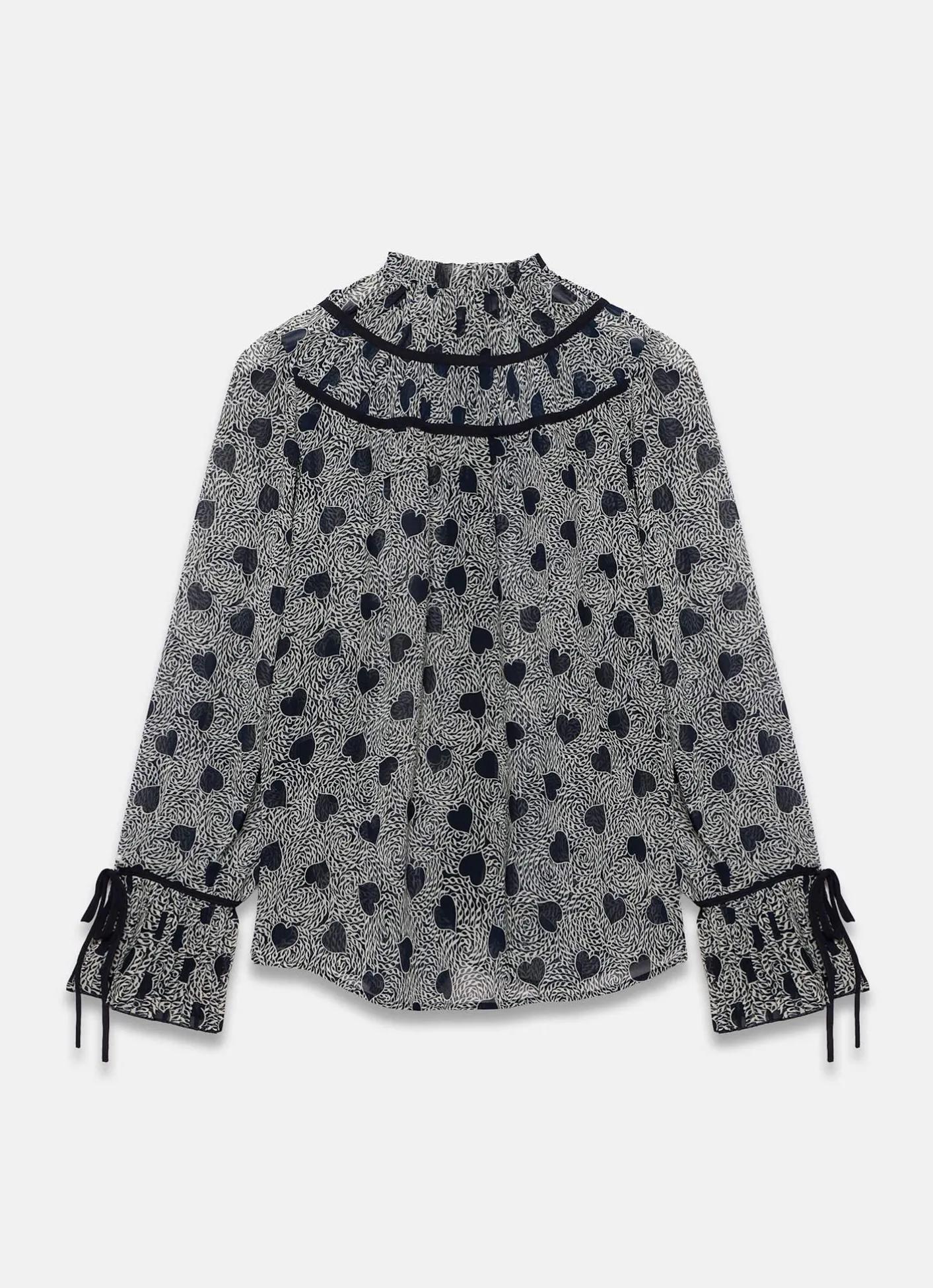Best Heart Print Chiffon Blouse Shirts & Blouses