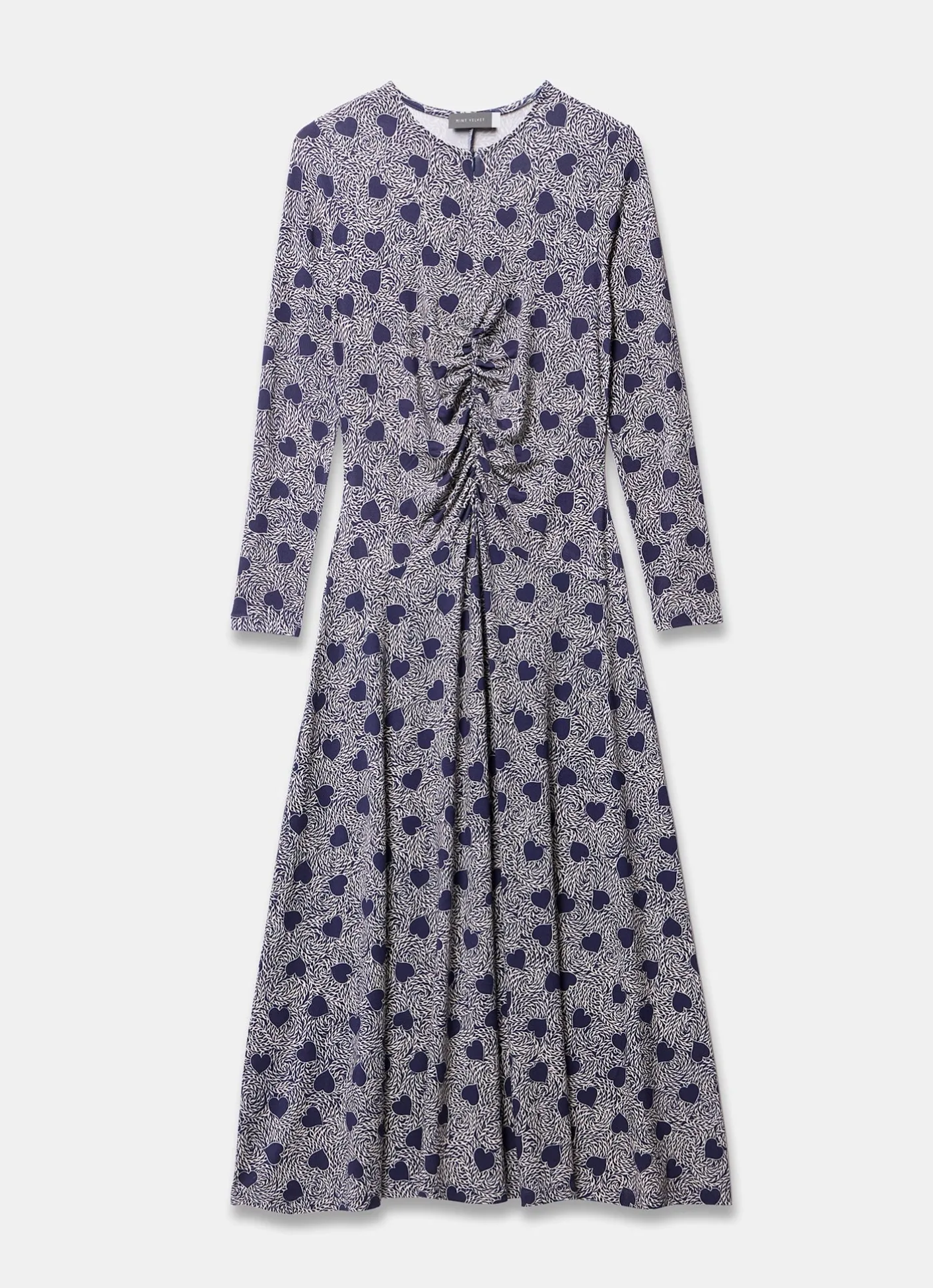 Online Heart Print Zip Front Midi Dress Midi Dresses|Printed Dresses