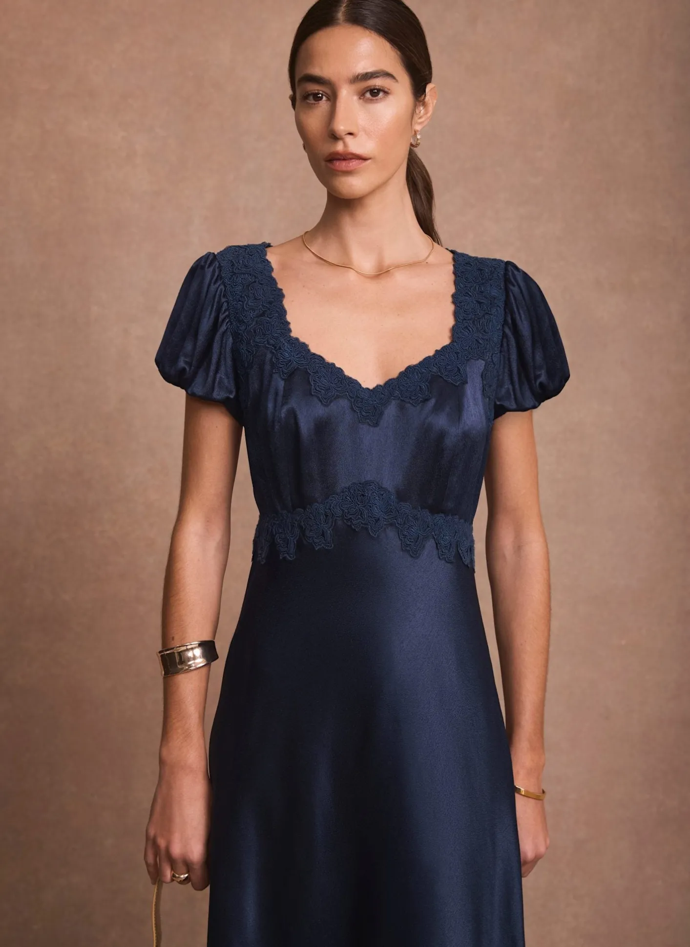 Best Lace Detail Satin Midi Dress Occasion Dresses|Occasion Dresses