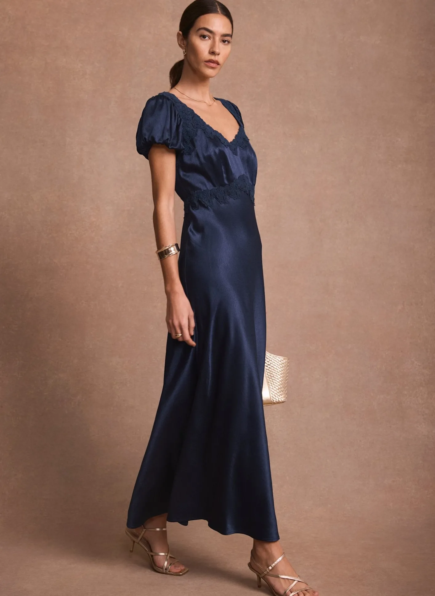 Best Lace Detail Satin Midi Dress Occasion Dresses|Occasion Dresses