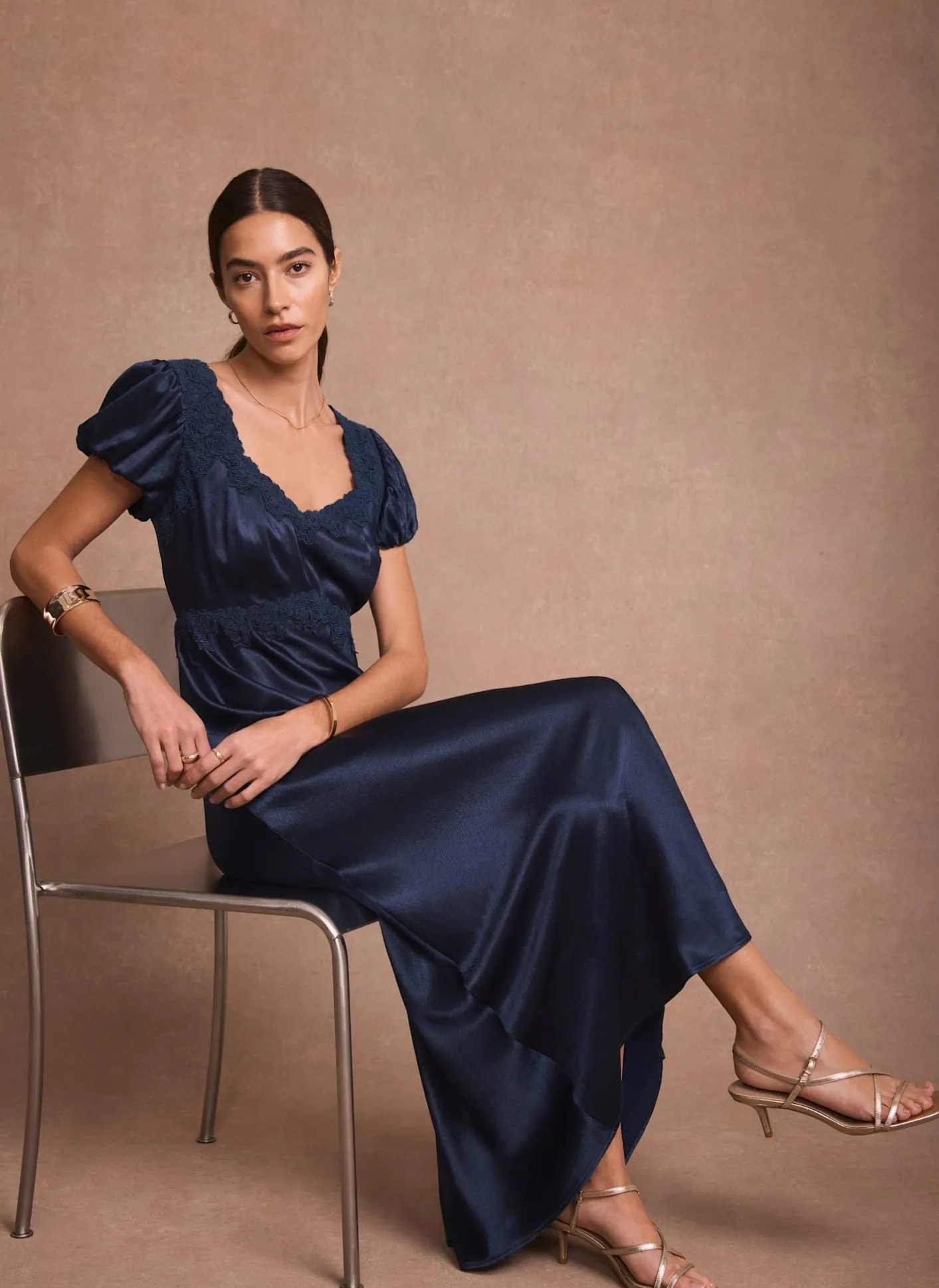 Best Lace Detail Satin Midi Dress Occasion Dresses|Occasion Dresses