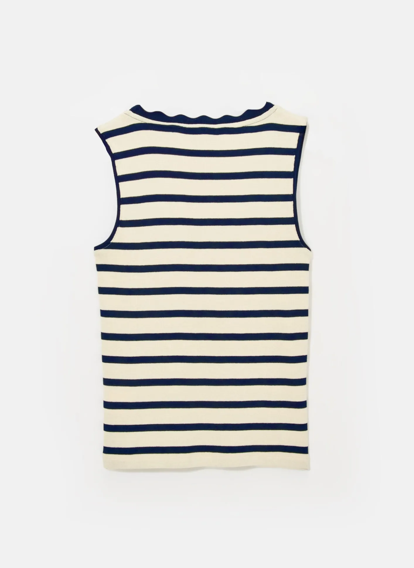 Discount Striped Scallop Trim Vest Top T-Shirts|T-Shirts