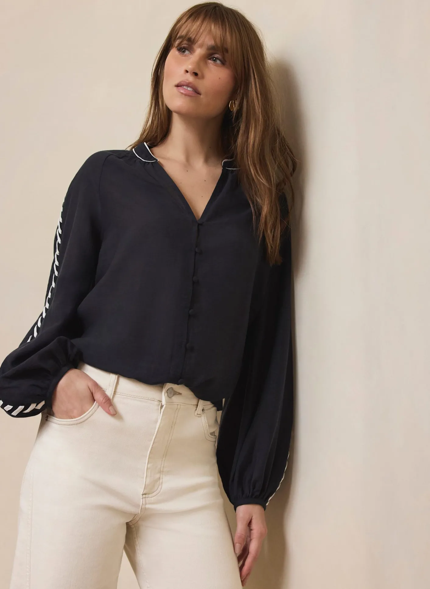 Sale Whipstitch Detail Blouse Shirts & Blouses