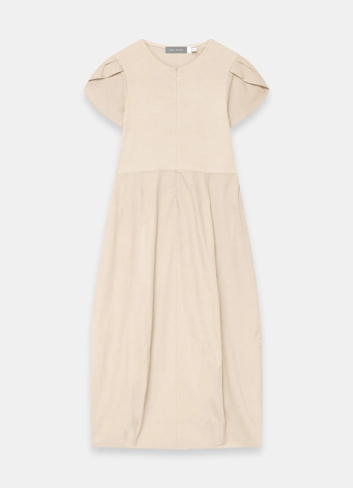 Best Neutral Cotton Blend Tulip Hem Midi Dress Midi Dresses