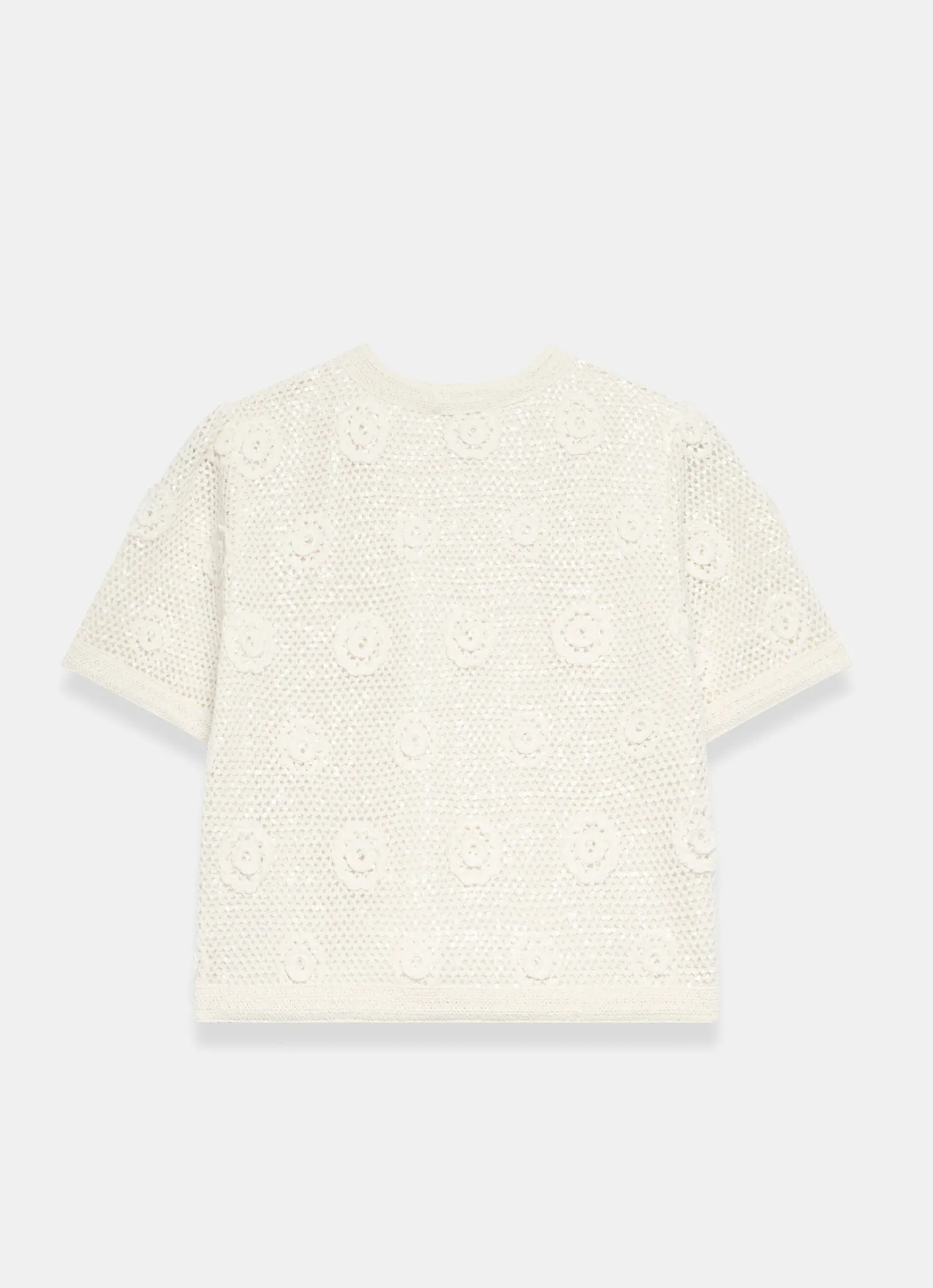 Cotton Sequin Floral Crochet Top Crochet