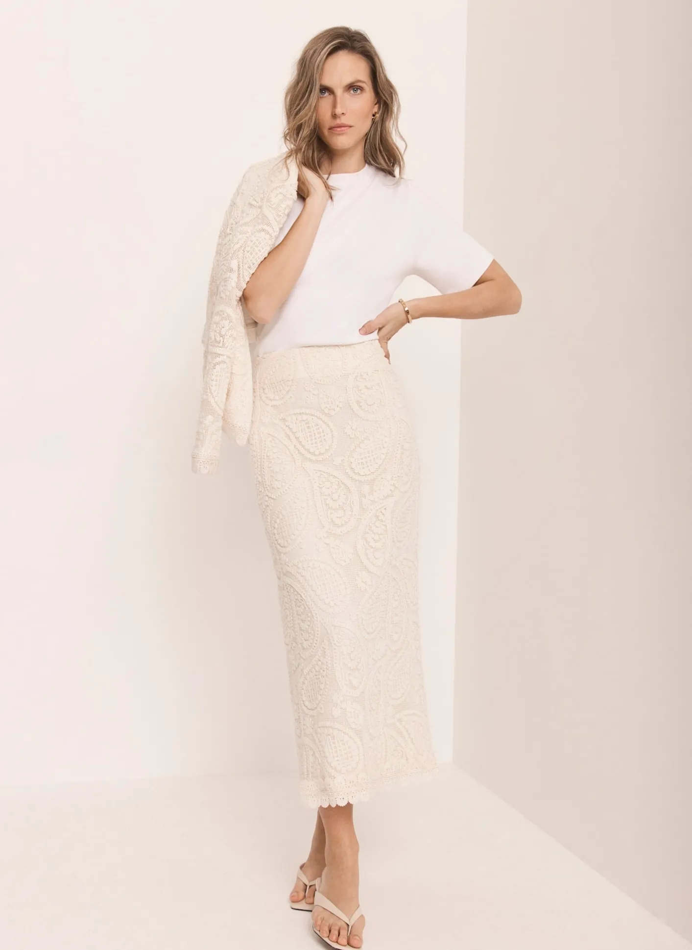 Hot Crochet Paisley Midi Skirt Midi Skirts|Crochet