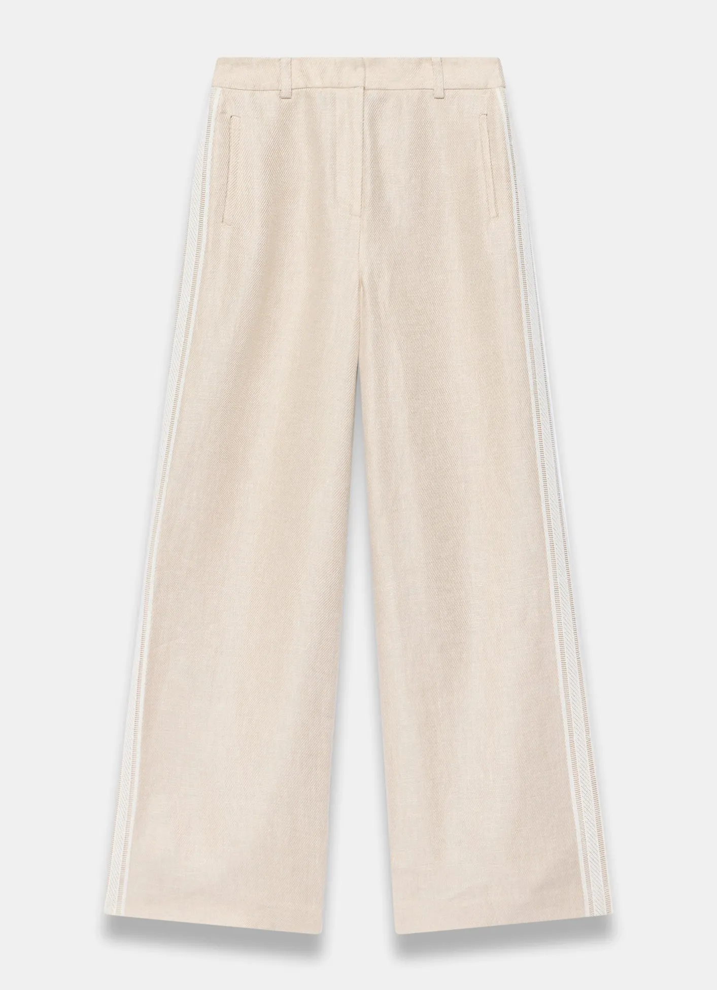 Sale Linen Side Stripe Trousers Wide Leg Trousers|Trousers
