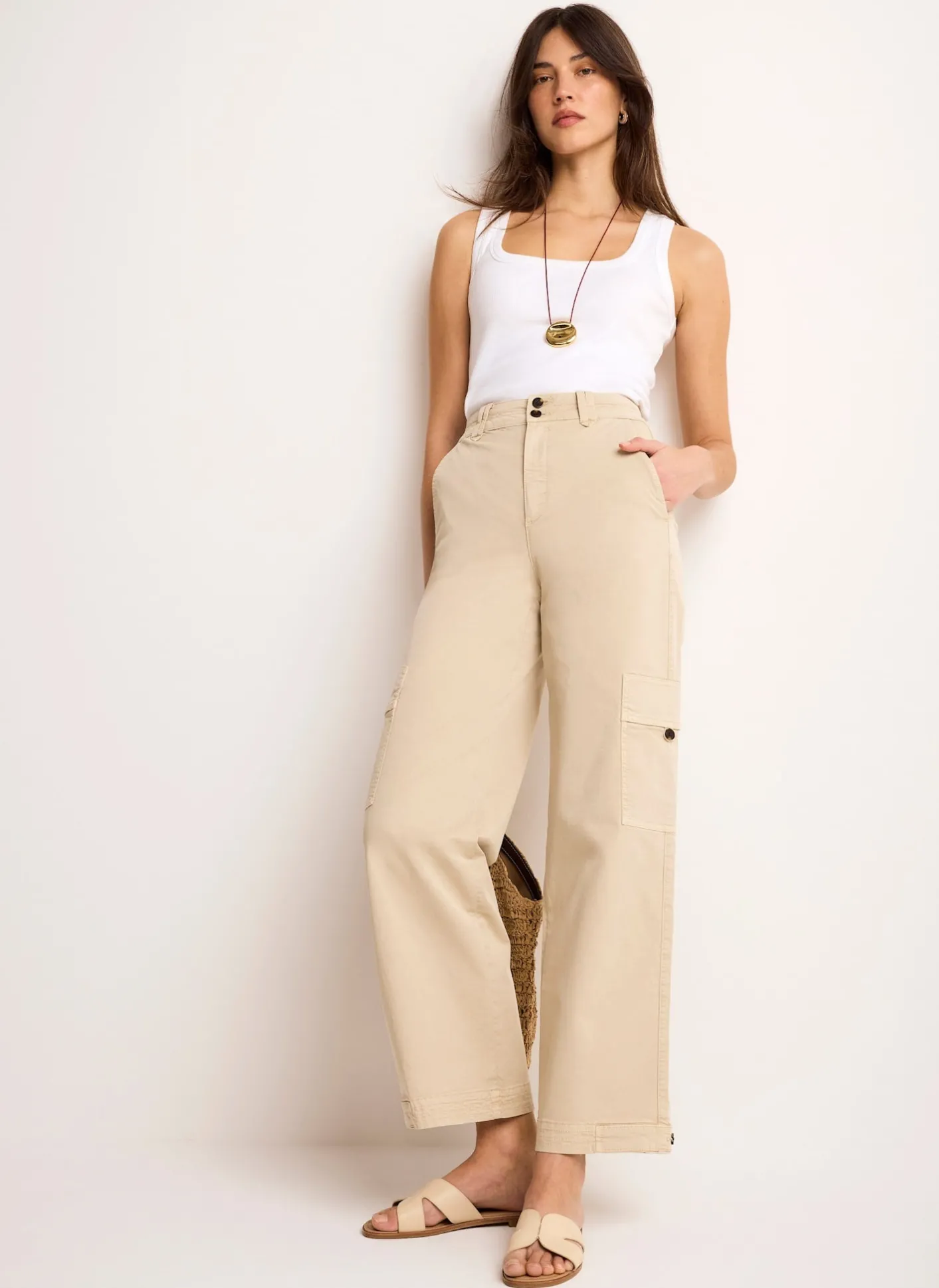 Clearance Neutral Straight Utility Chino Trousers Trousers