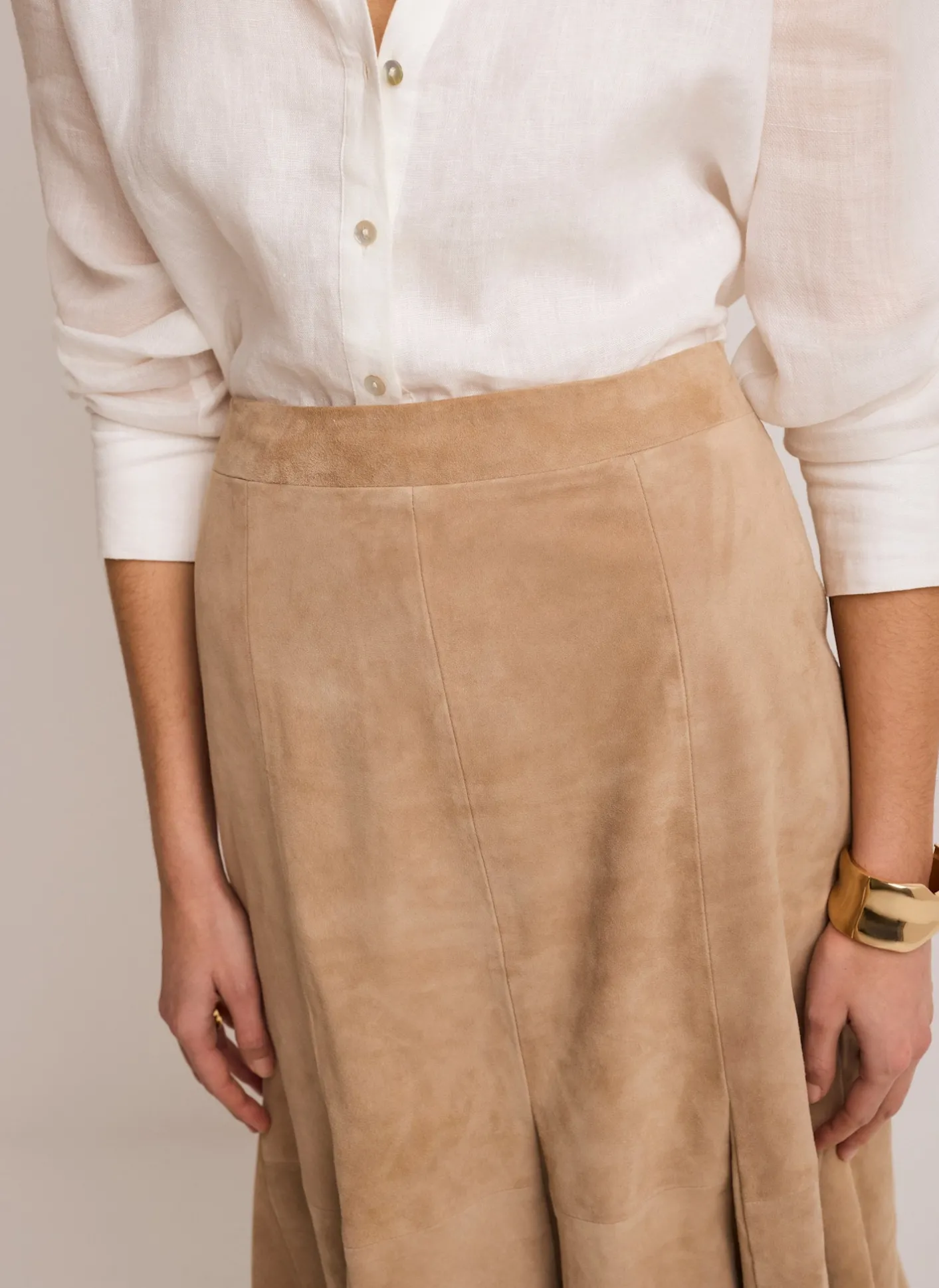 Outlet Suede Godet Midi Skirt Midi Skirts|Skirts