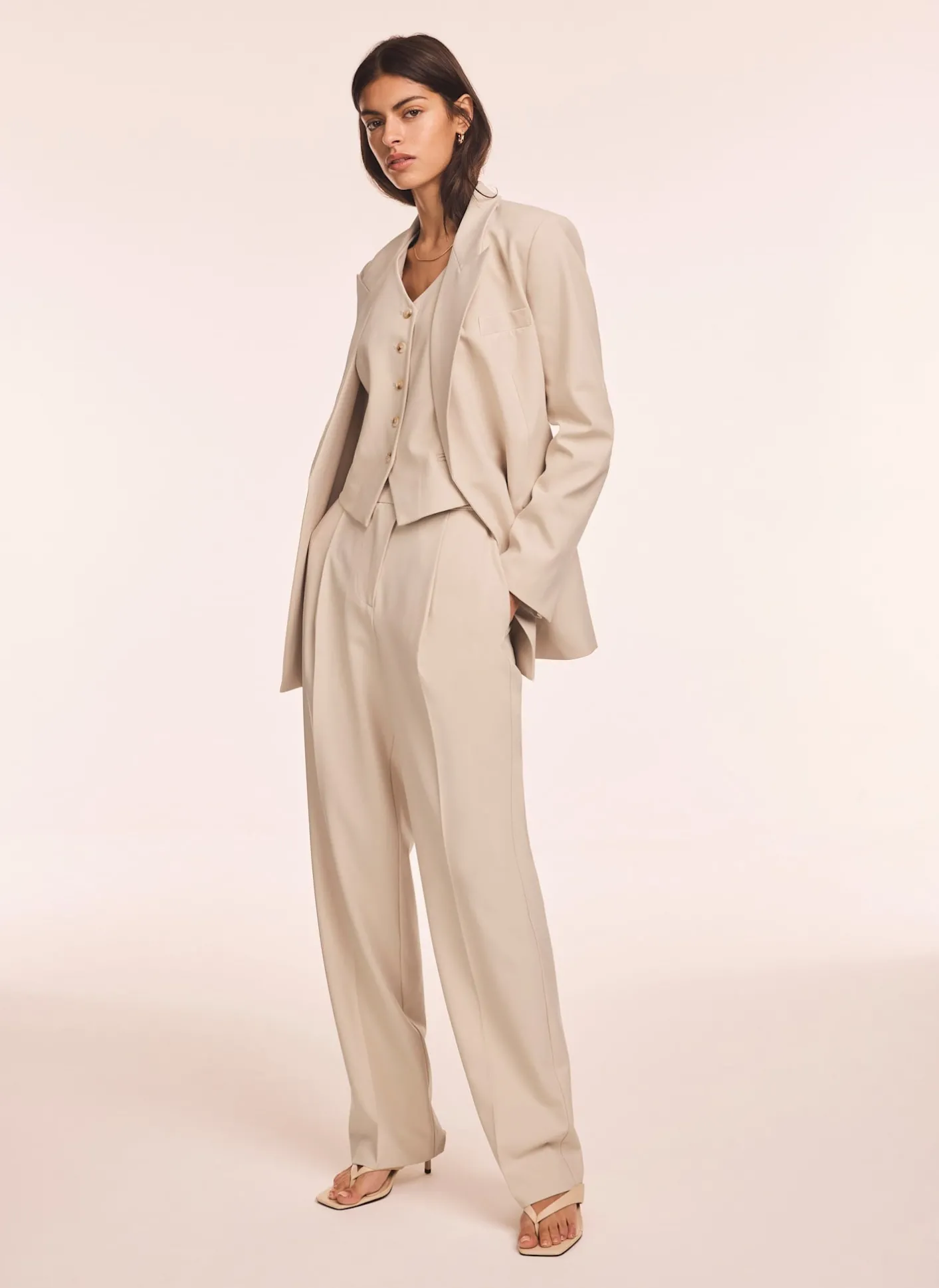 Neutral Tapered Buckle Detail Trousers Trousers