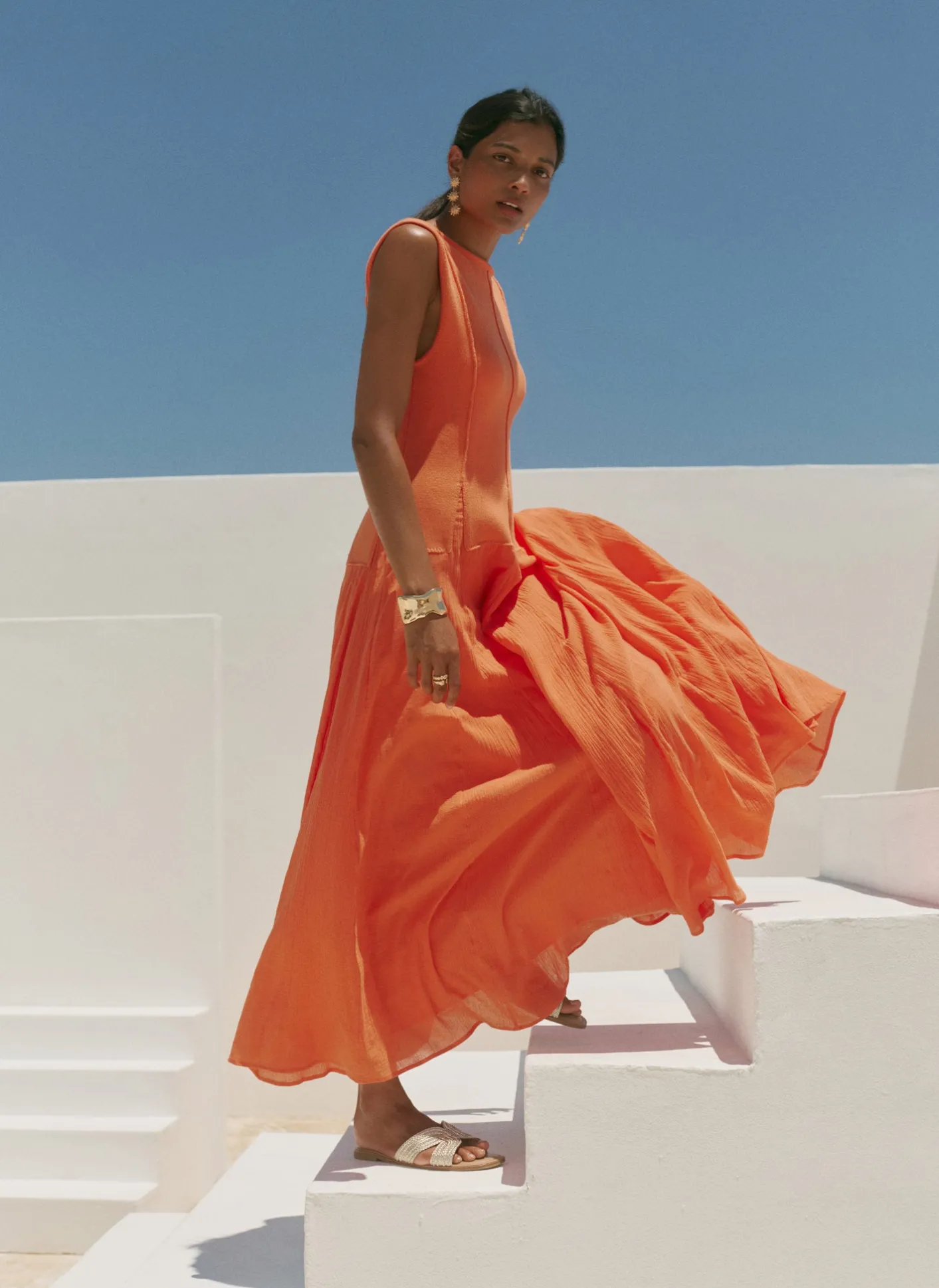 Hot Cotton Blend Drop Waist Maxi Dress Summer Dresses|Maxi Dresses
