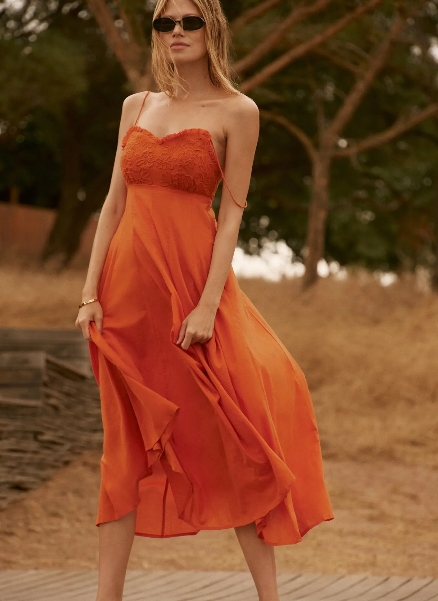 Cotton Embroidered Midi Dress Summer Dresses|Midi Dresses