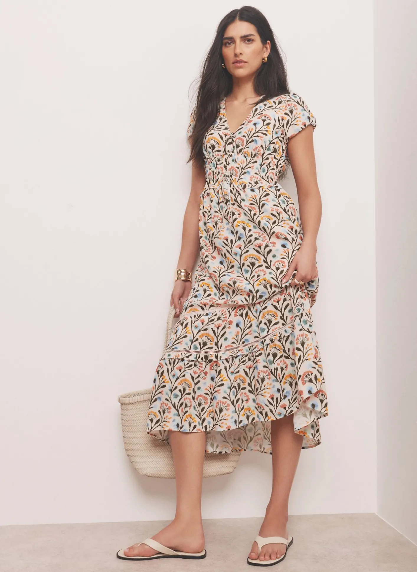 Discount Floral Print Midi Dress Summer Dresses|Midi Dresses