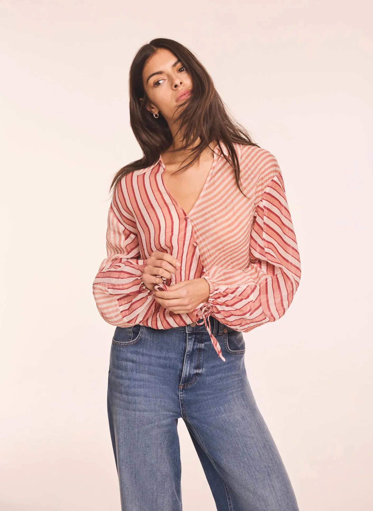 Online Striped Wrap Shirt Shirts & Blouses