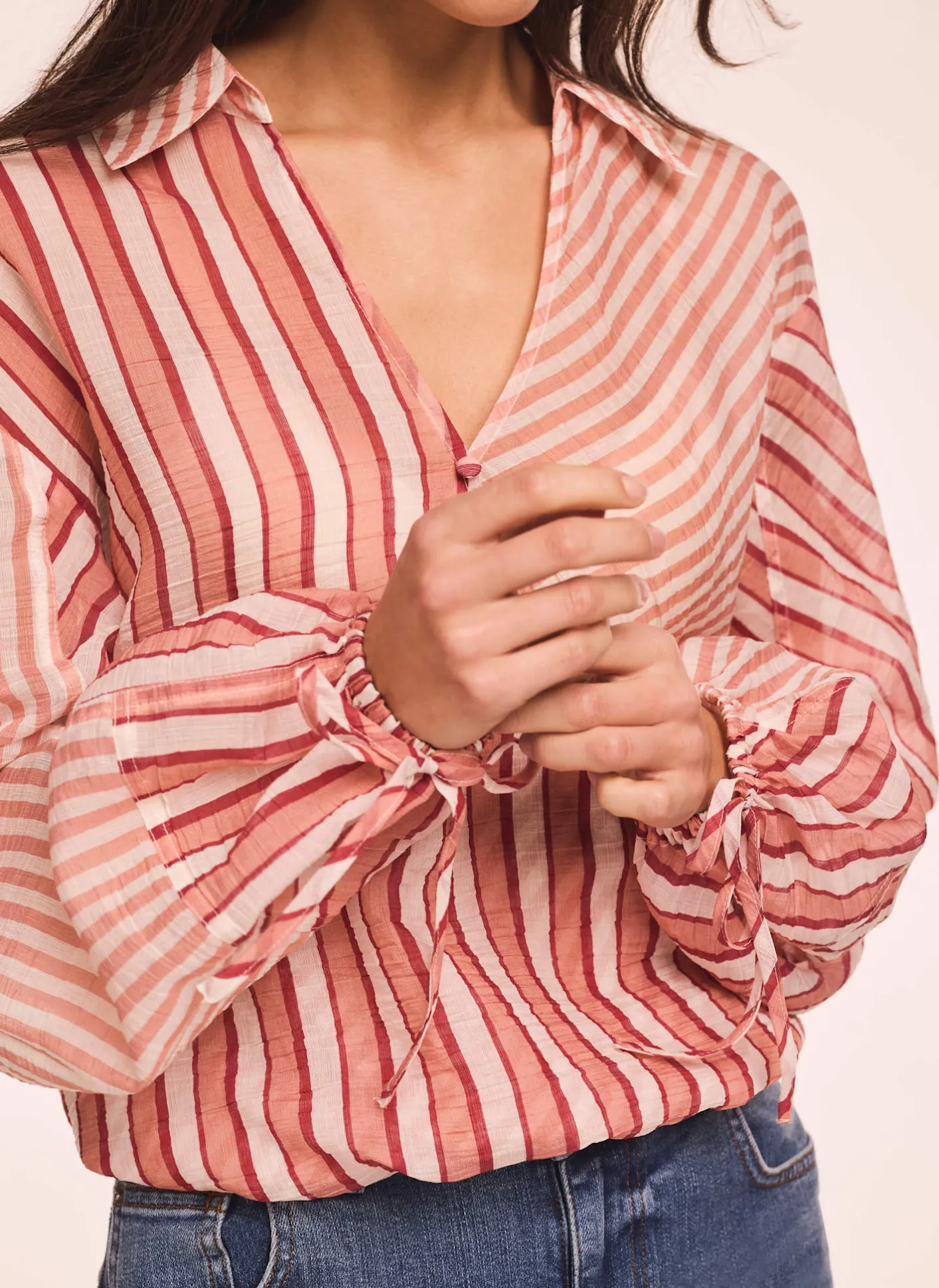 Online Striped Wrap Shirt Shirts & Blouses