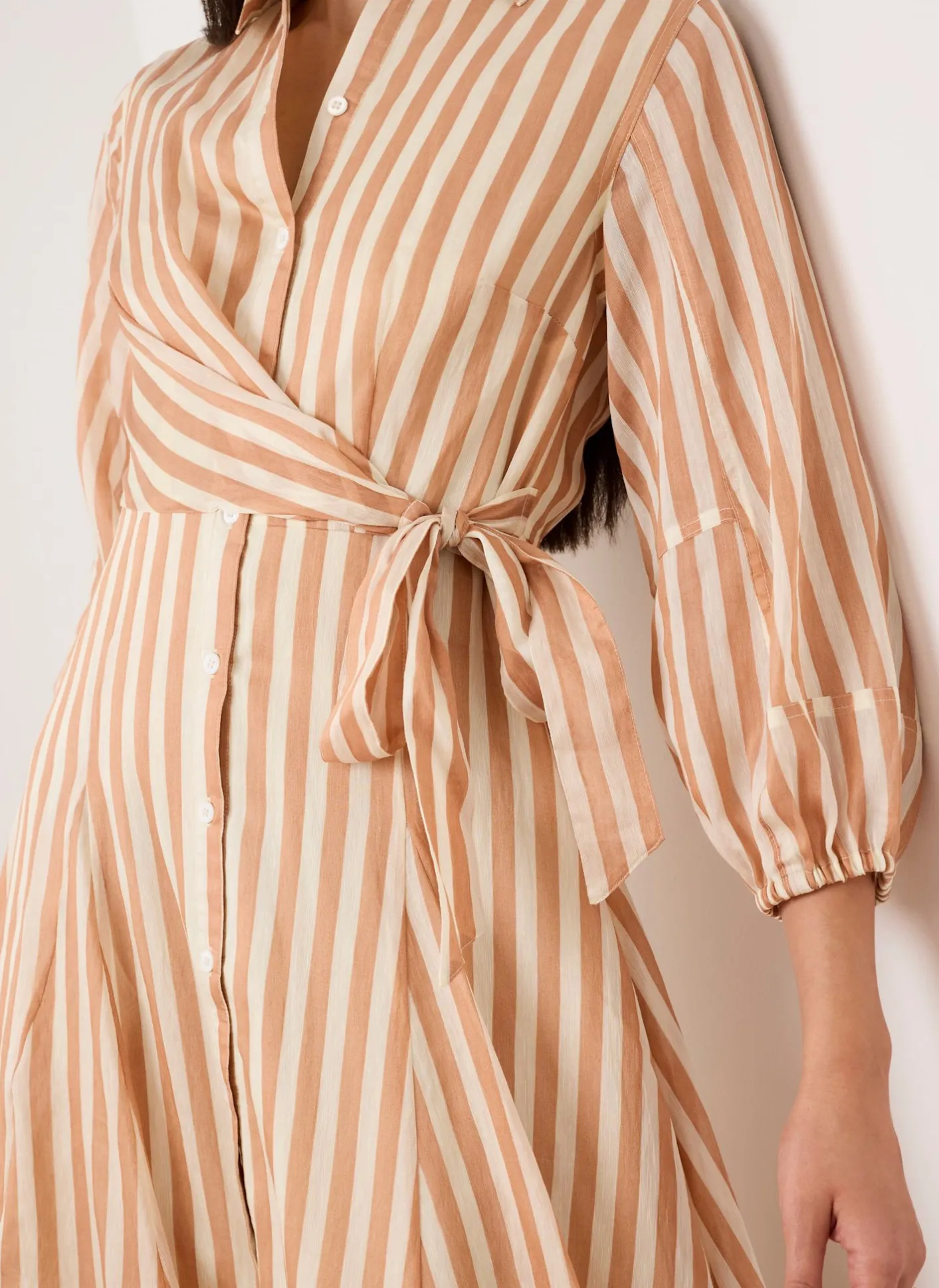 New Stripe Wrap Midi Shirt Dress Midi Dresses|Shirt Dresses