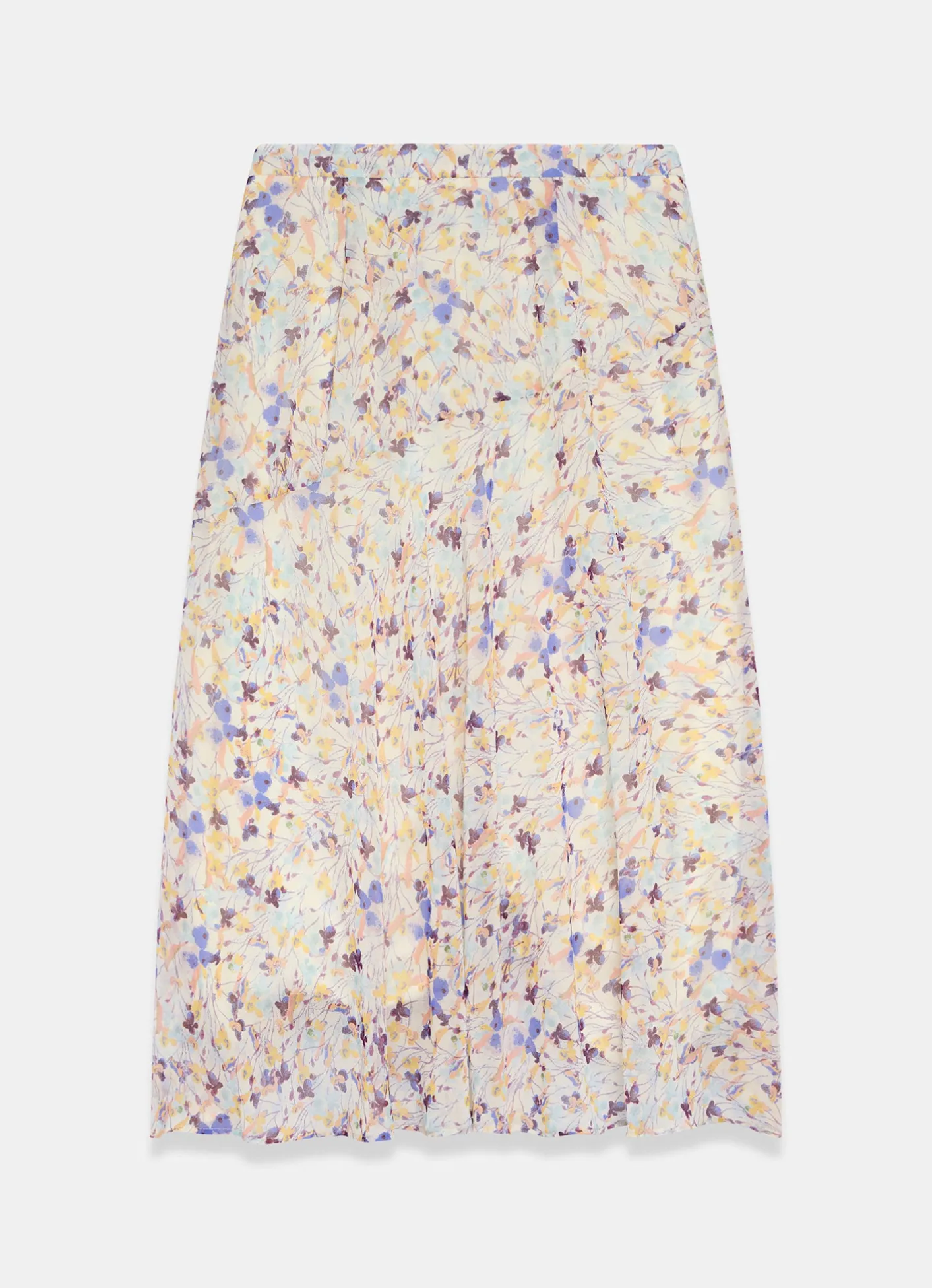 Pale Floral Print Midi Skirt Midi Skirts|Skirts