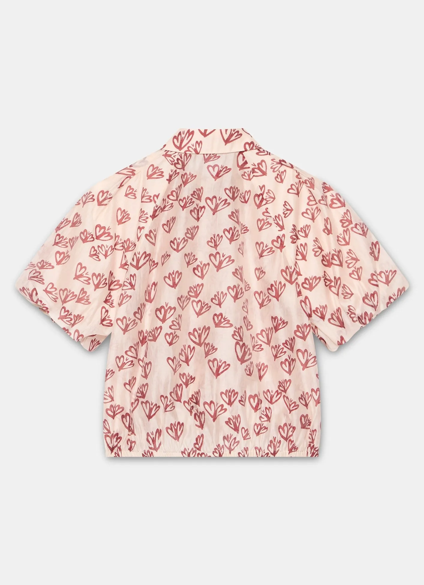 Best Pink Heart Print Puff Sleeve Shirt Shirts & Blouses