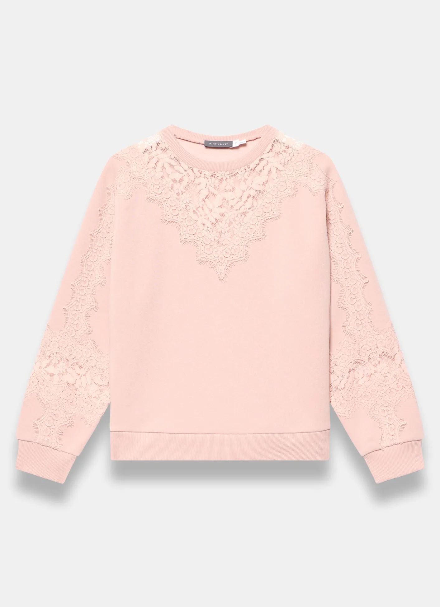 Pink Lace Detail Sweatshirt Sweatshirts|Sweatshirts