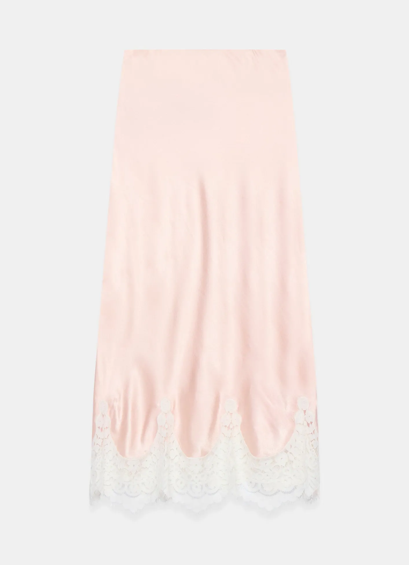 Outlet Pink Satin Lace Midi Skirt Midi Skirts|Skirts