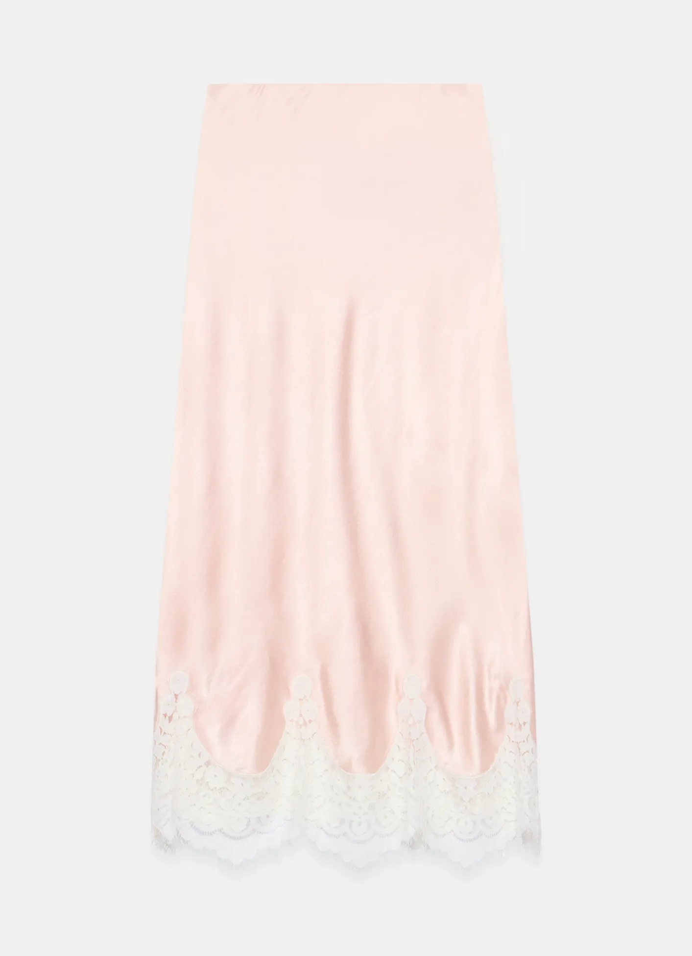Outlet Pink Satin Lace Midi Skirt Midi Skirts|Skirts
