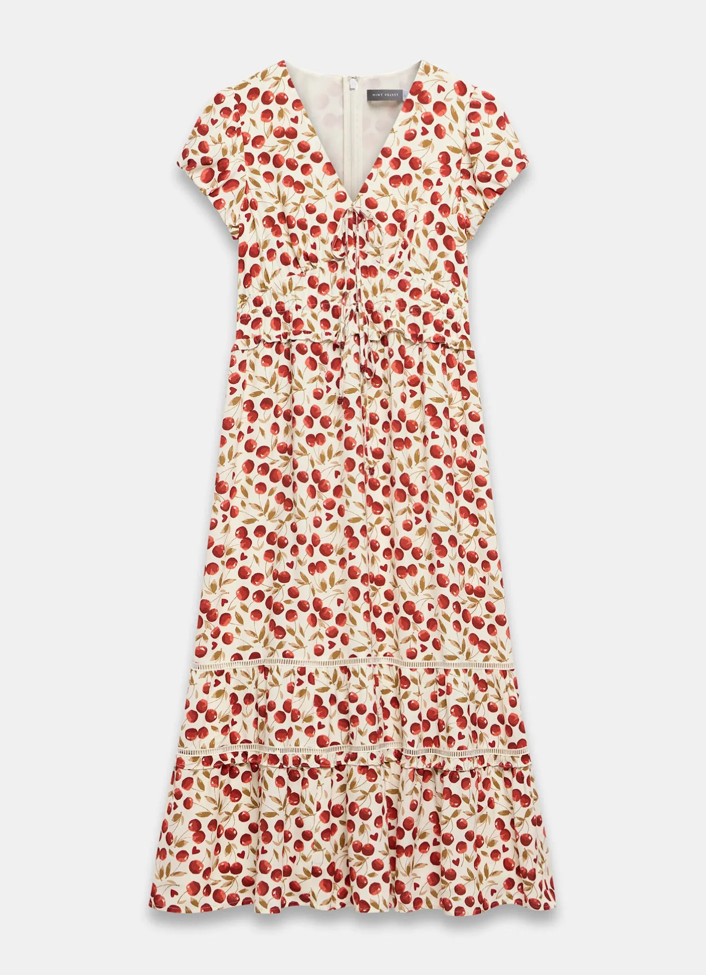 New Cherry Print Midi Dress Summer Dresses|Midi Dresses