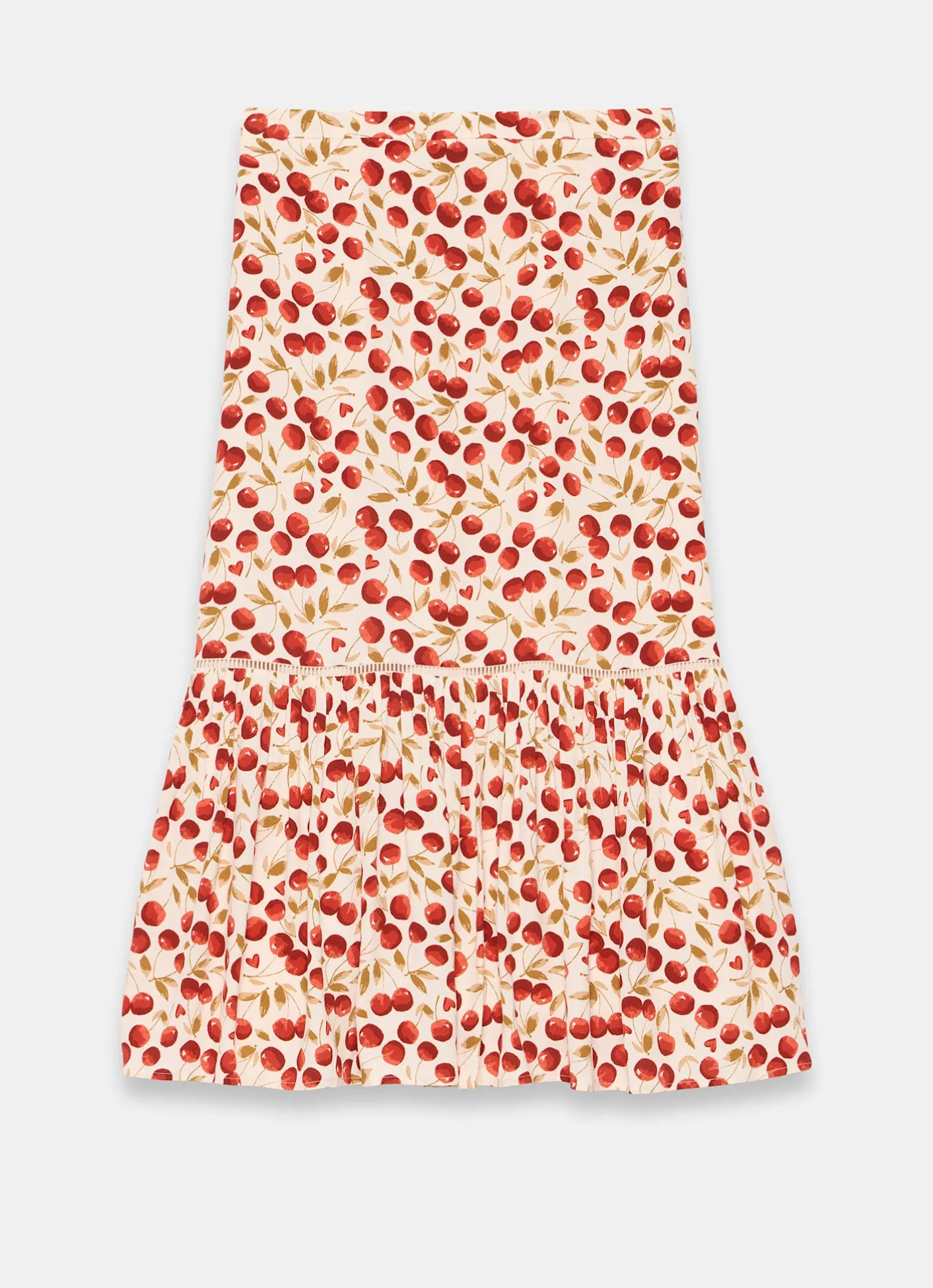 Hot Cherry Print Skirt Midi Skirts|Skirts