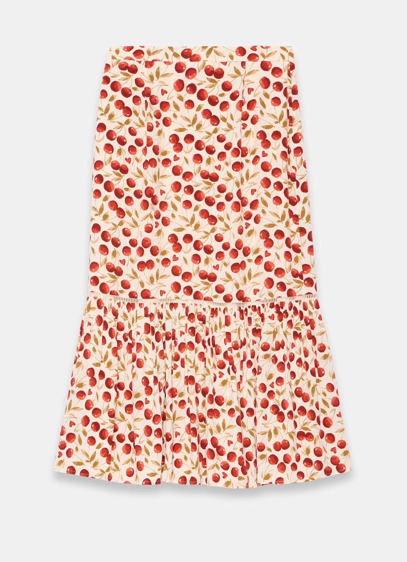 Hot Cherry Print Skirt Midi Skirts|Skirts