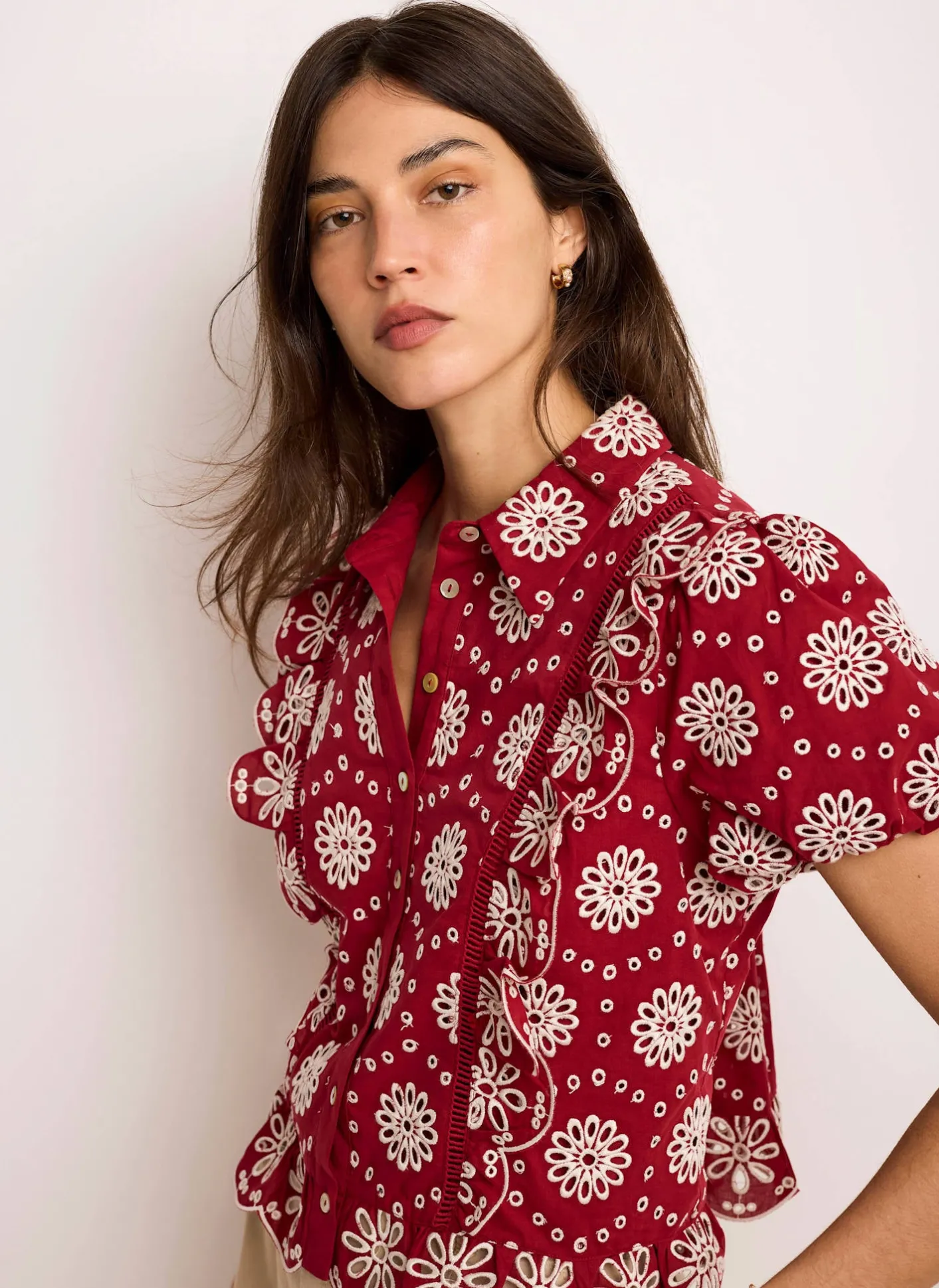 New Cotton Broderie Shirt Shirts & Blouses