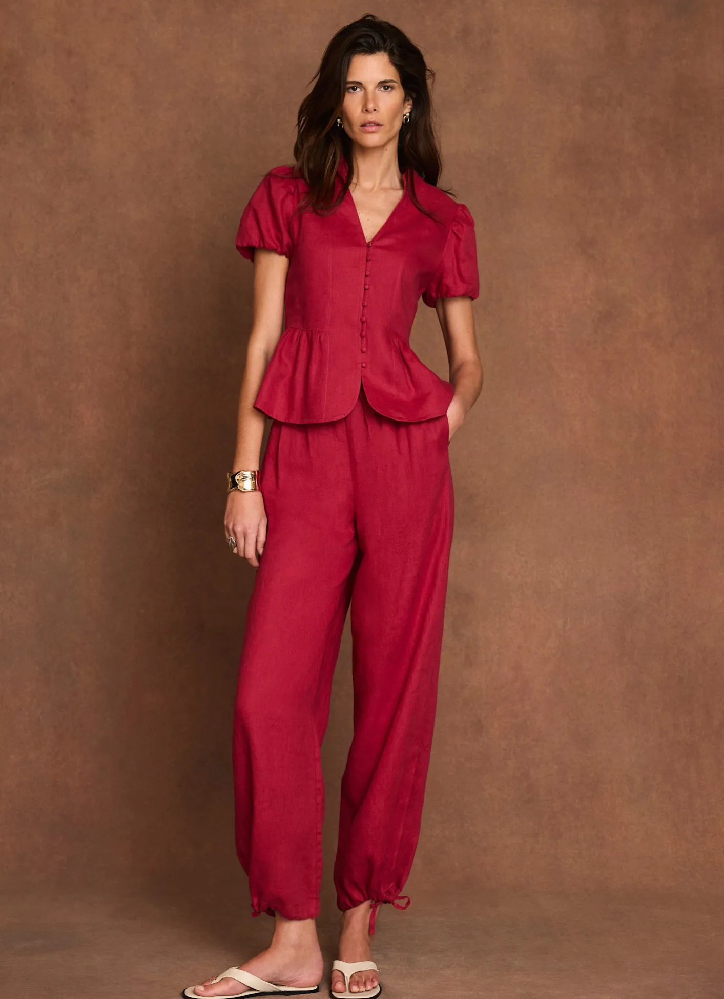 Clearance Linen Balloon Trousers Trousers