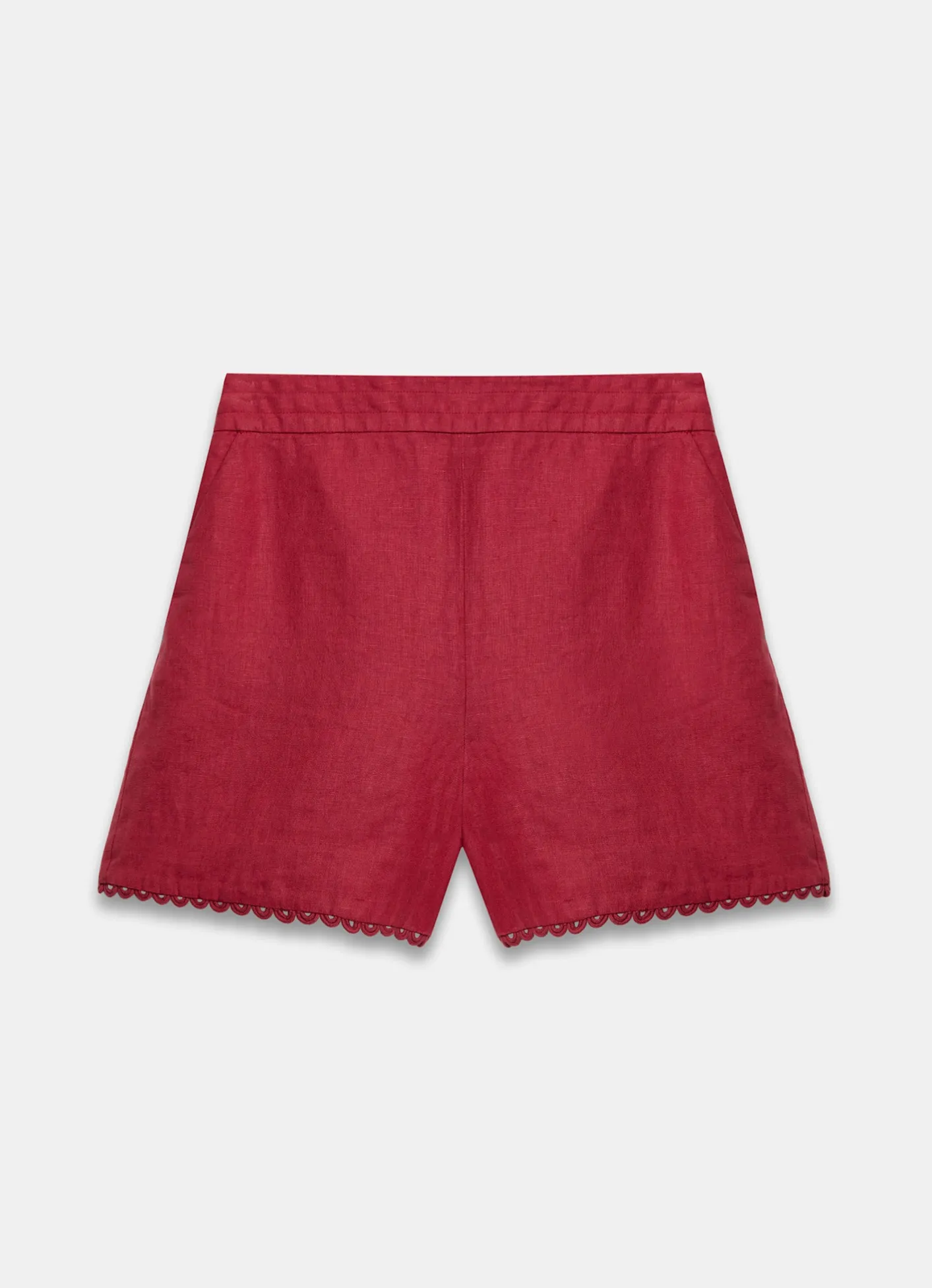 Sale Linen Scallop Hem Shorts Trousers