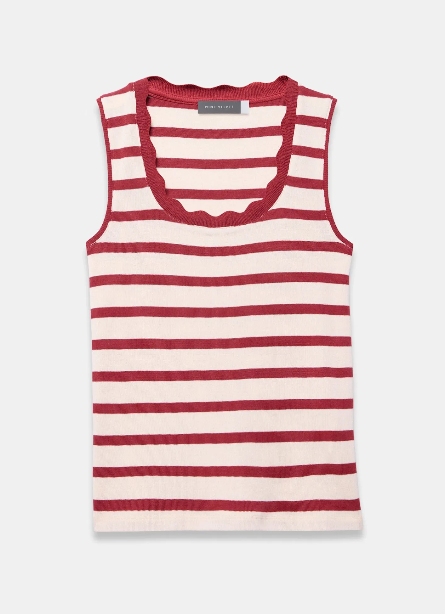 Hot Stripe Scallop Trim Vest T-Shirts|T-Shirts