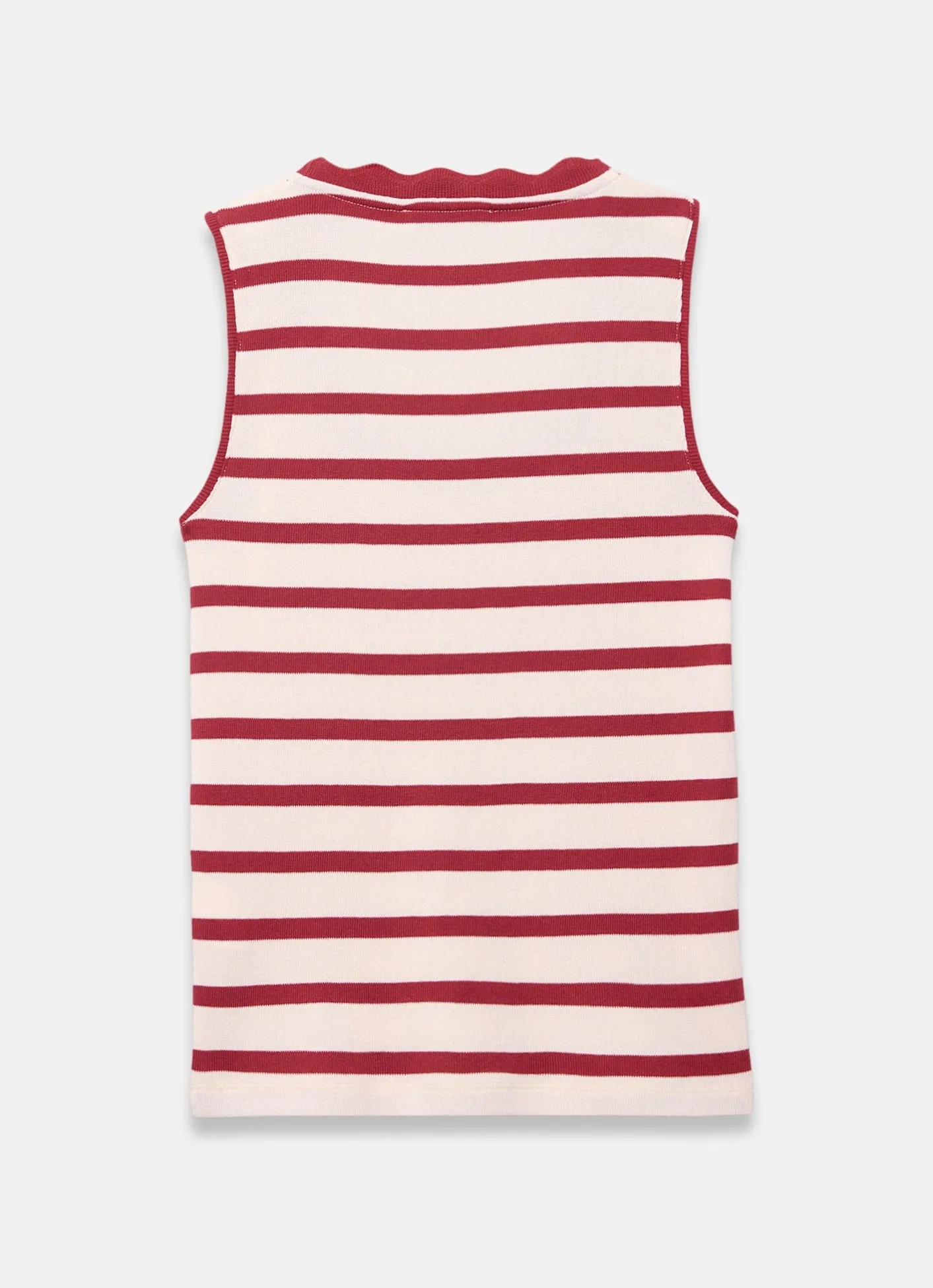 Hot Stripe Scallop Trim Vest T-Shirts|T-Shirts