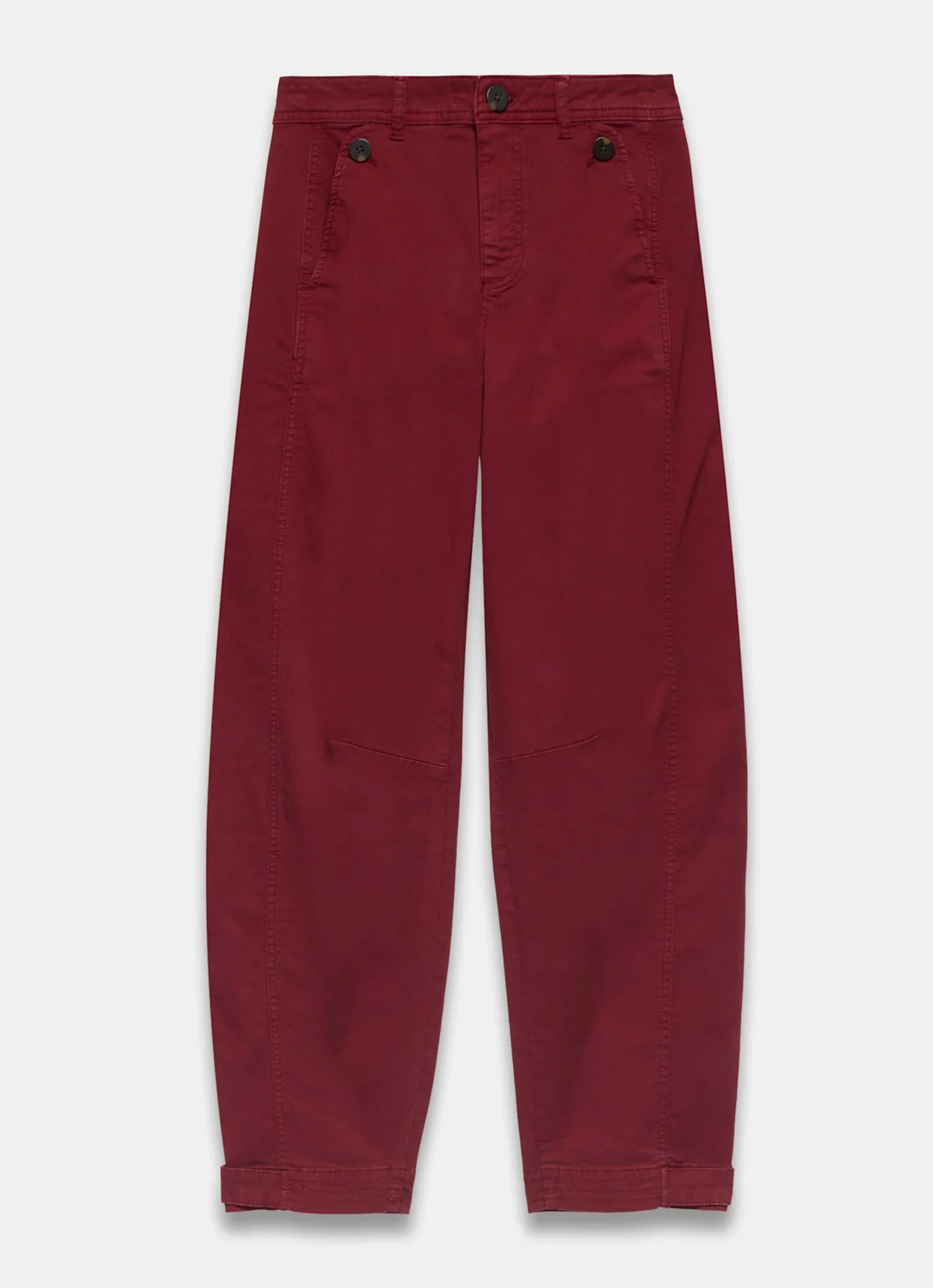 Hot Red Washed Barrel Leg Chino Trousers Trousers