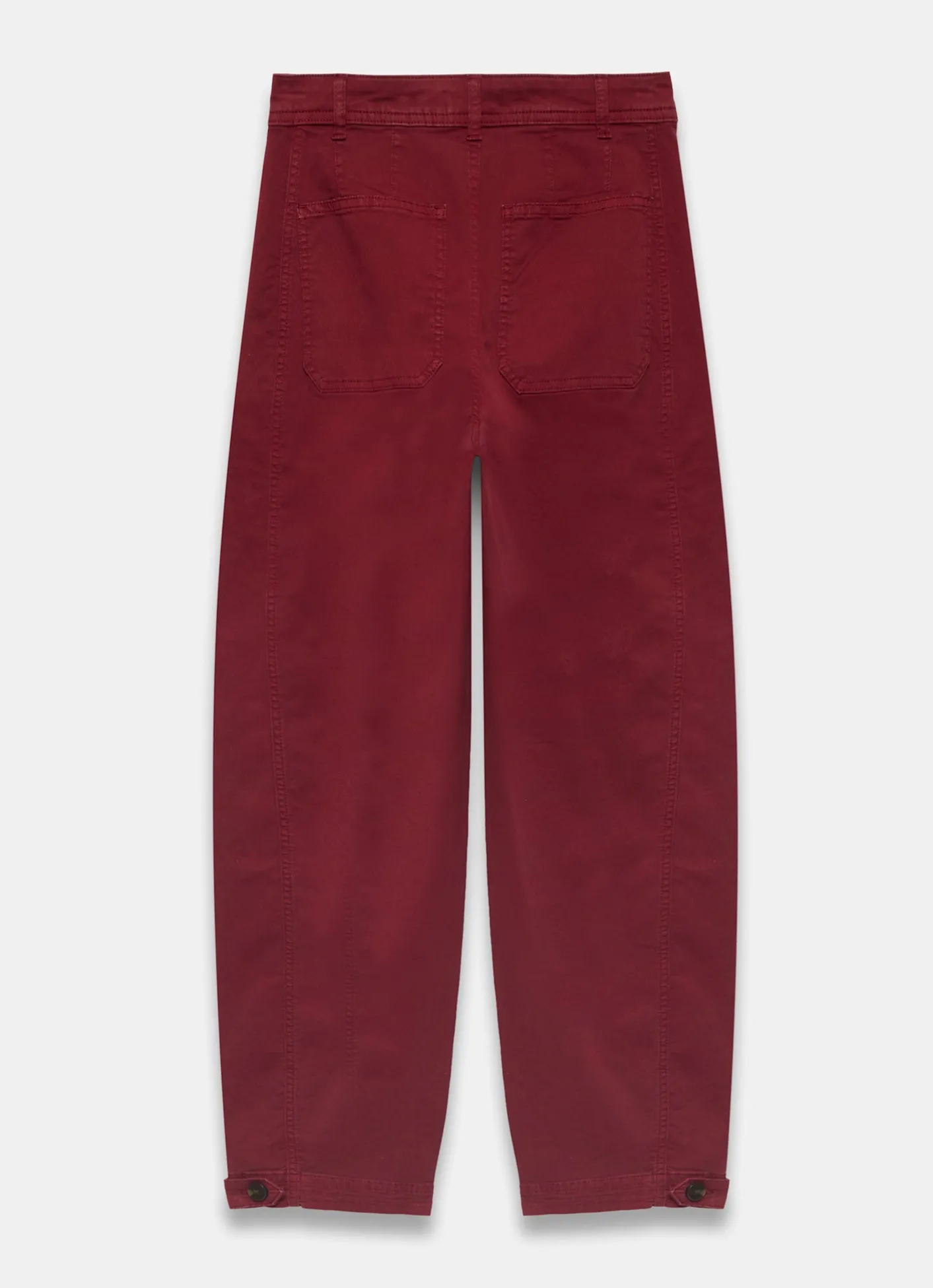 Hot Red Washed Barrel Leg Chino Trousers Trousers