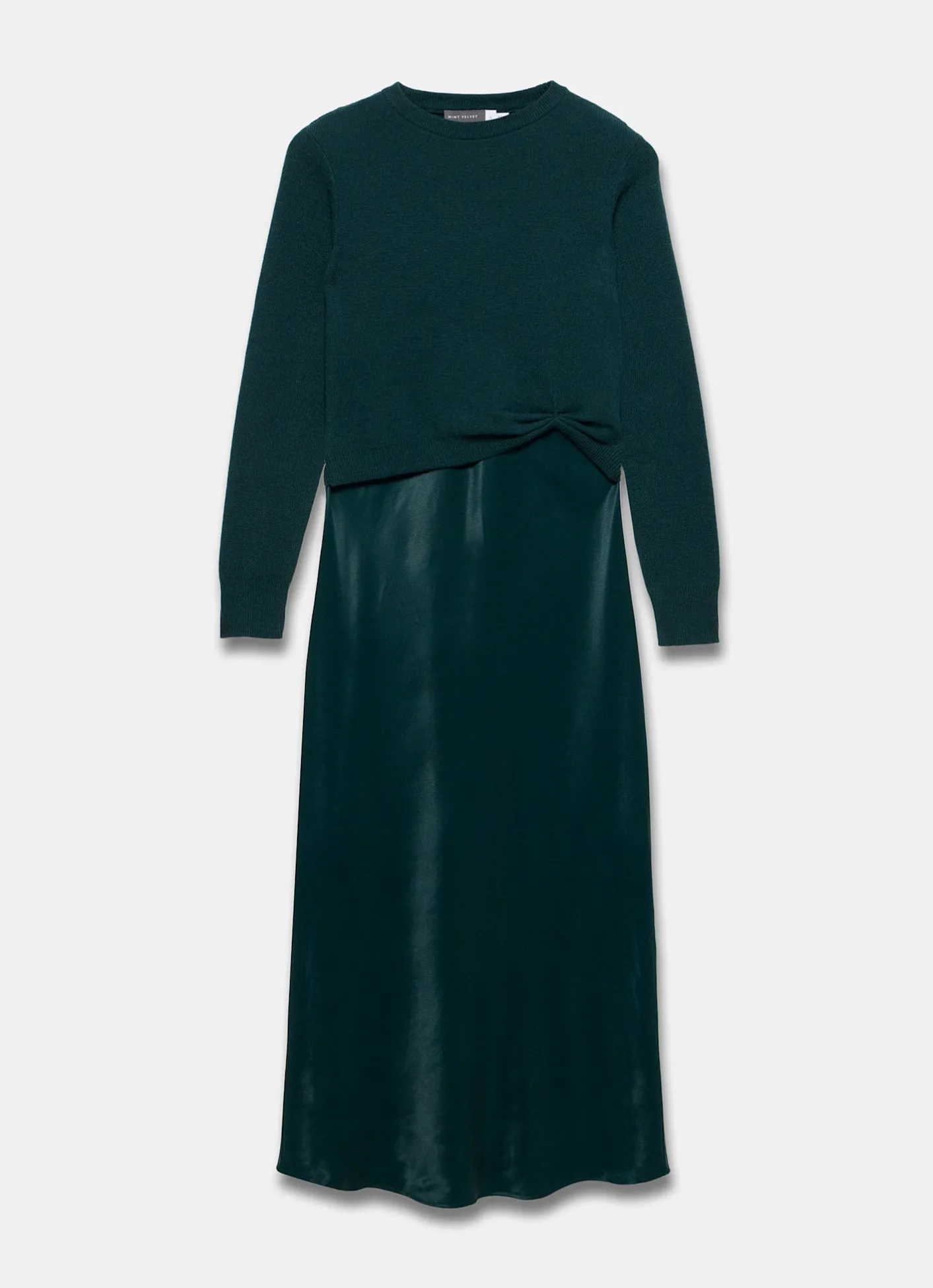 Online Teal Layered Satin Midi Dress Midi Dresses