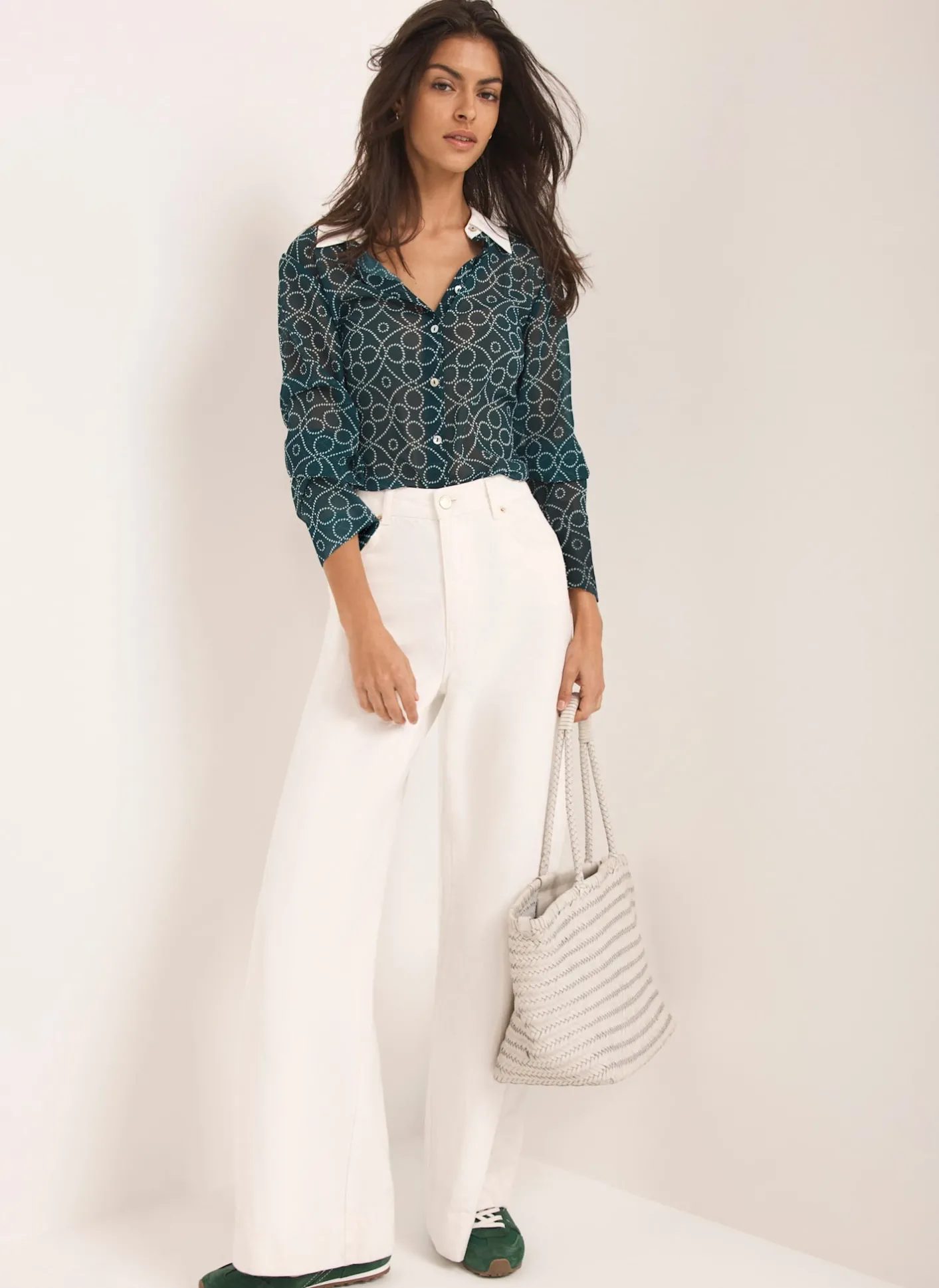 Outlet Teal Printed Sheer Shirt Shirts & Blouses