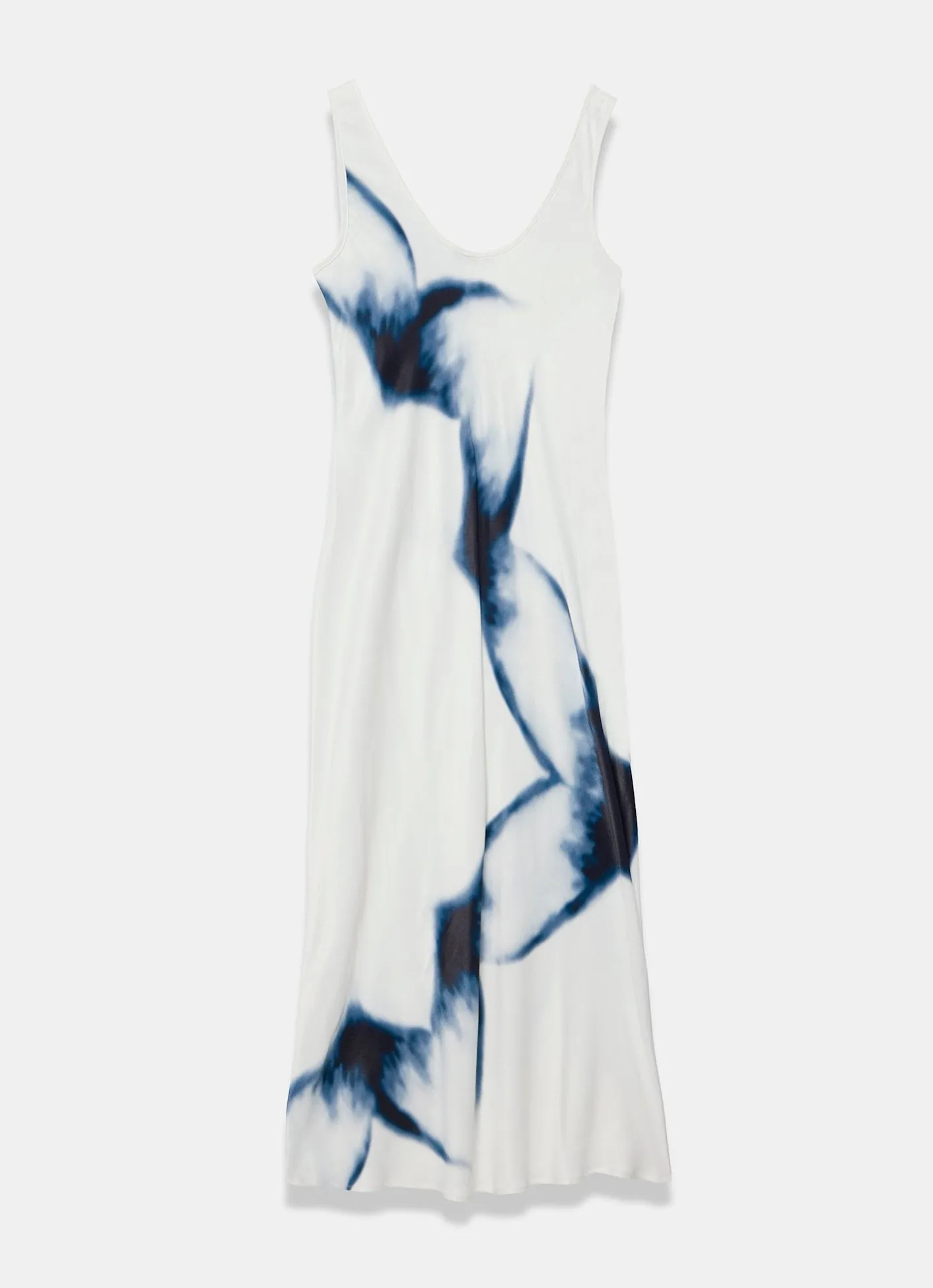 New White Abstract Print Midi Dress Midi Dresses|Printed Dresses